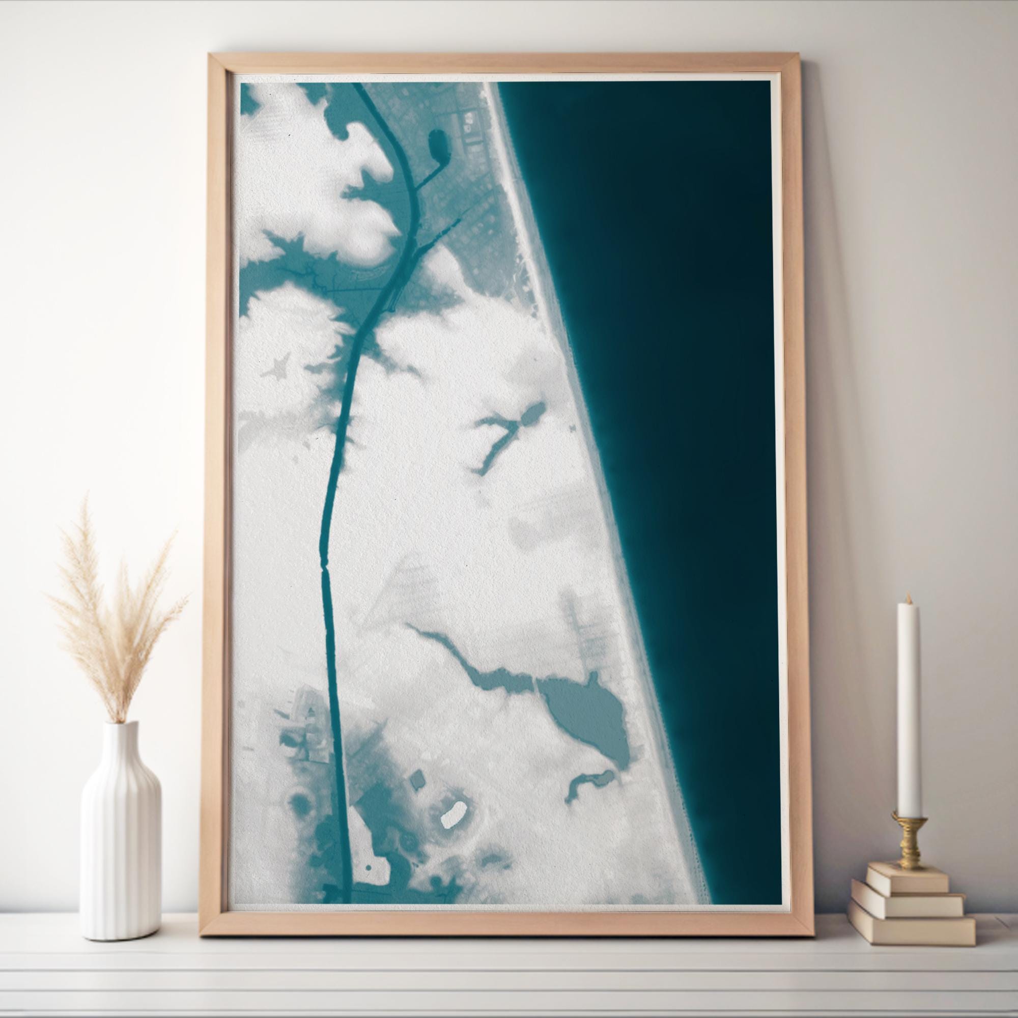 Rehoboth Beach Delaware Bathymetric Map Art Print Boardwalk Cape Henlopen Coastal Wall Decor Housewarming Gift Anniversary Beach House