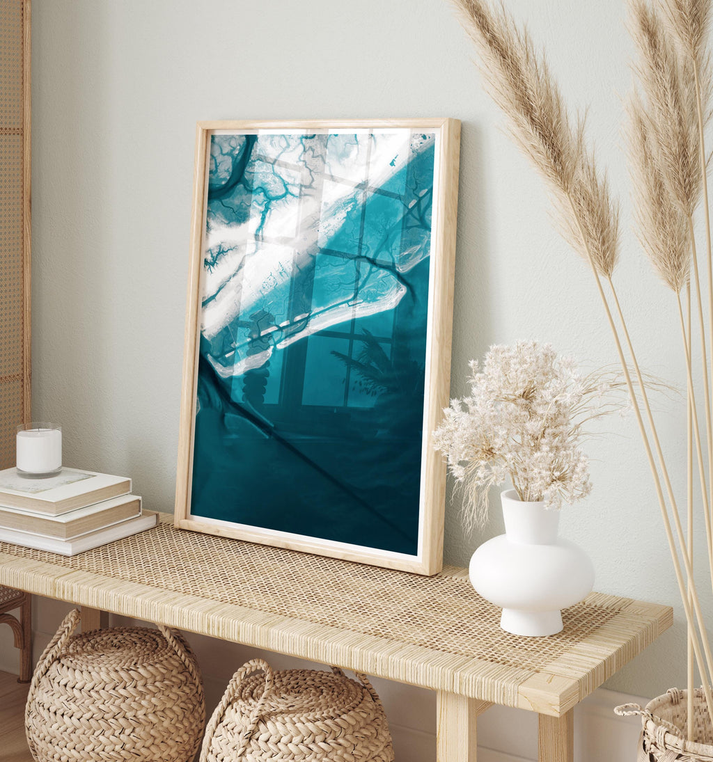 Isle of Palms South Carolina Map Print Nautical Coastal Wall Art Ocean Depth Chart Beach House Decor Housewarming Anniversary Gift