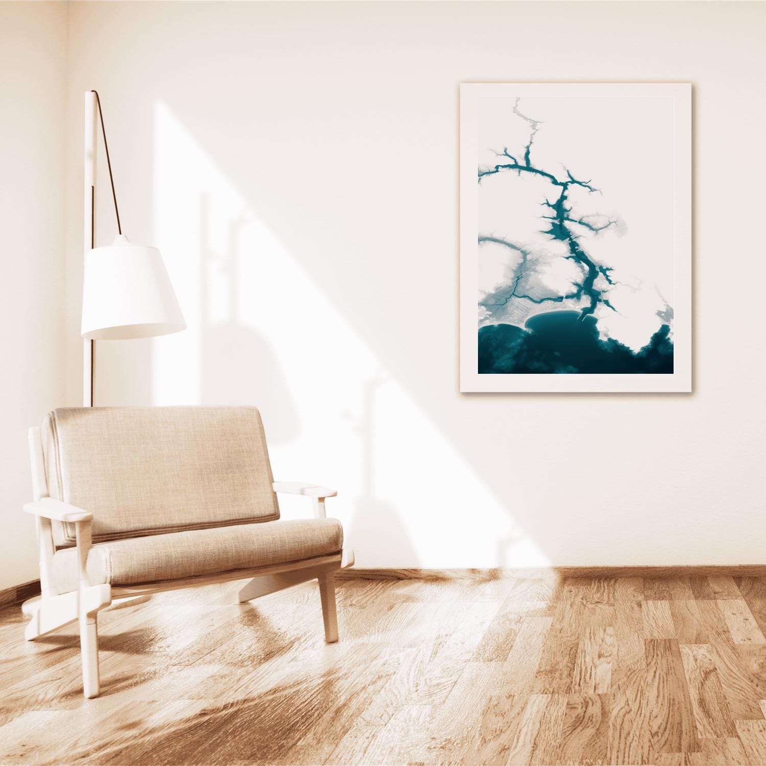 Kennebunkport Maine Bathymetric Map Art Print Coastal Wall Art Nautical Ocean Depth Housewarming Gift Beach House Decor Framed