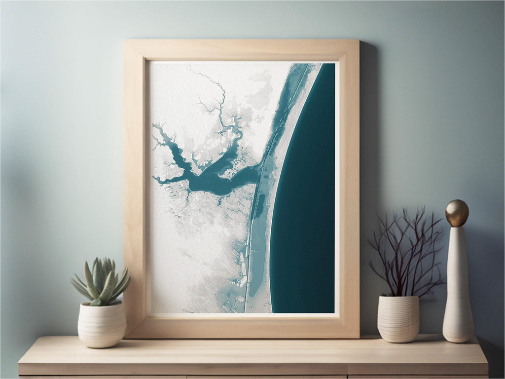 Baffin Bay Texas Bathymetric Map Art Print Nautical Gulf Coast Wall Decor Beach House Gift Ocean Depth Chart Coastal Artwork Home