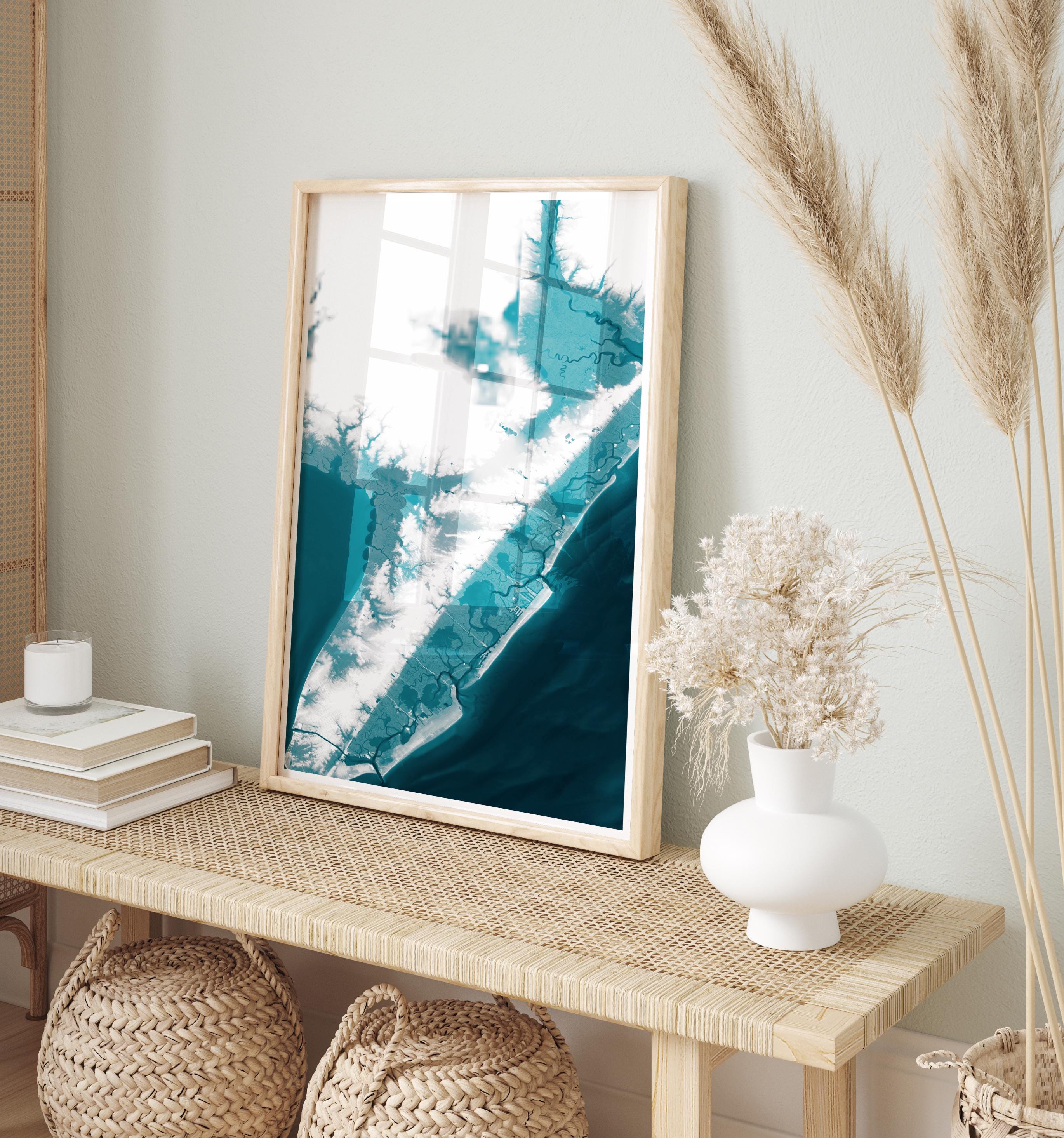 Cape May New Jersey Map Print Nautical Coastal Wall Art Atlantic Ocean Depth Chart Beach House Decor Waterfront Gift for Beach Lovers