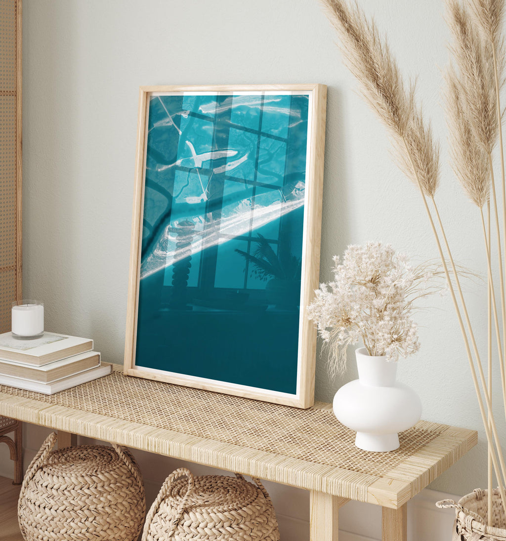Folly Beach South Carolina Bathymetric Map Art Print Nautical Coastal Wall Decor Housewarming Gift Beach House Ocean Depth Chart Framed