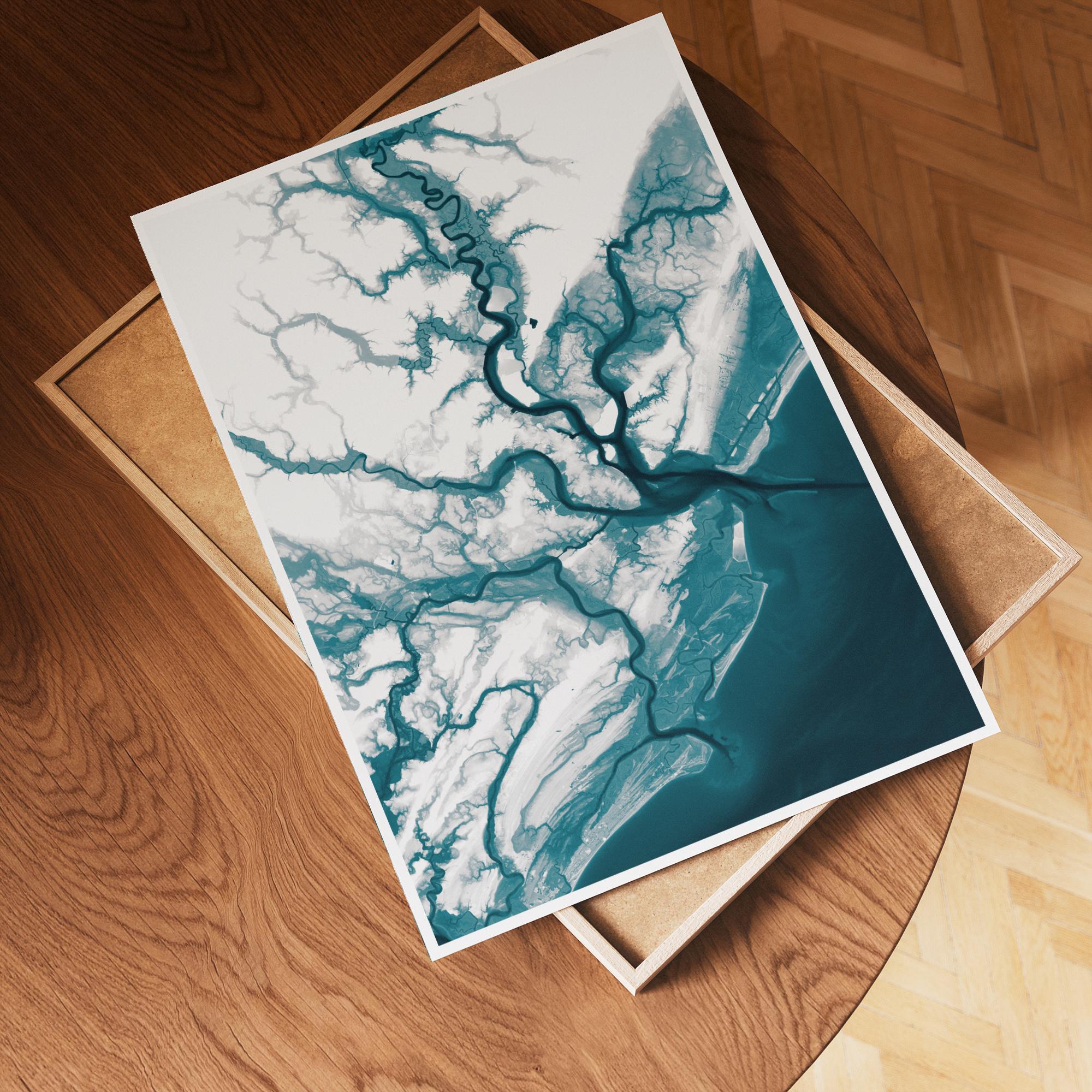 Charleston South Carolina Coastal Map Wall Art Nautical Chart Print Lowcountry Harbor Inlet Beach House Decor Housewarming Gift