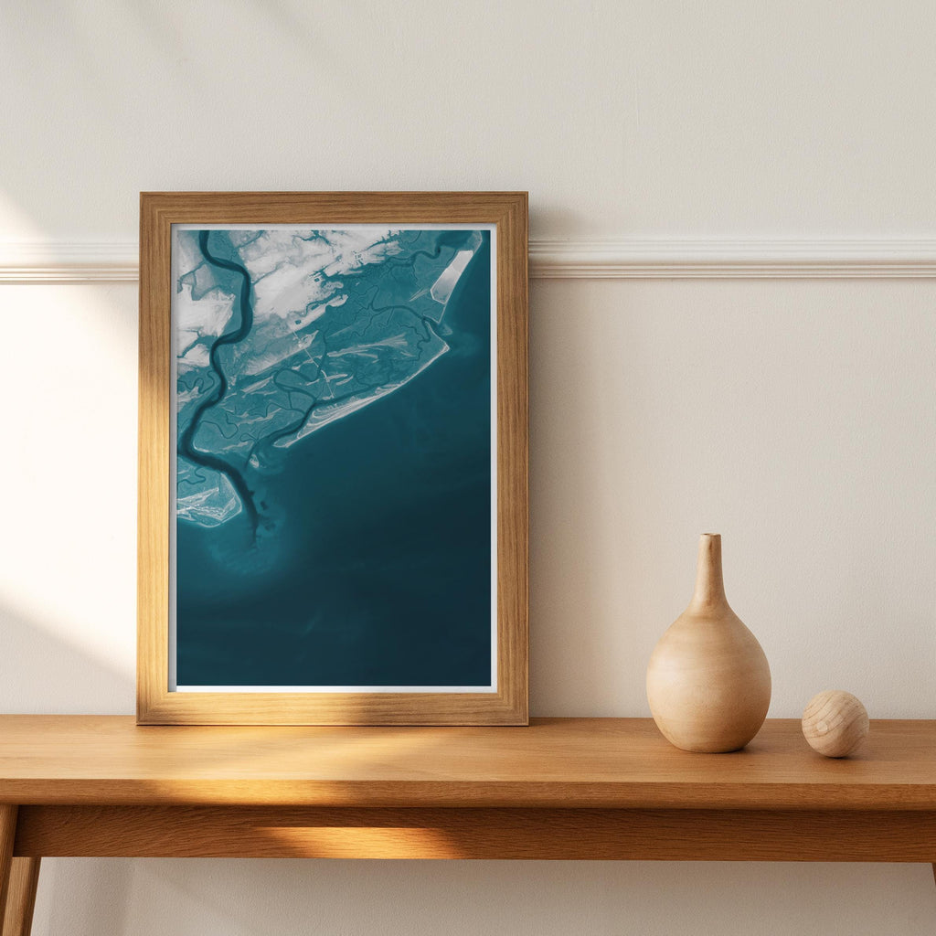 Folly Beach South Carolina Coastal Map Art Print Lowcountry Nautical Chart Wall Decor Beach House Housewarming Anniversary Gift