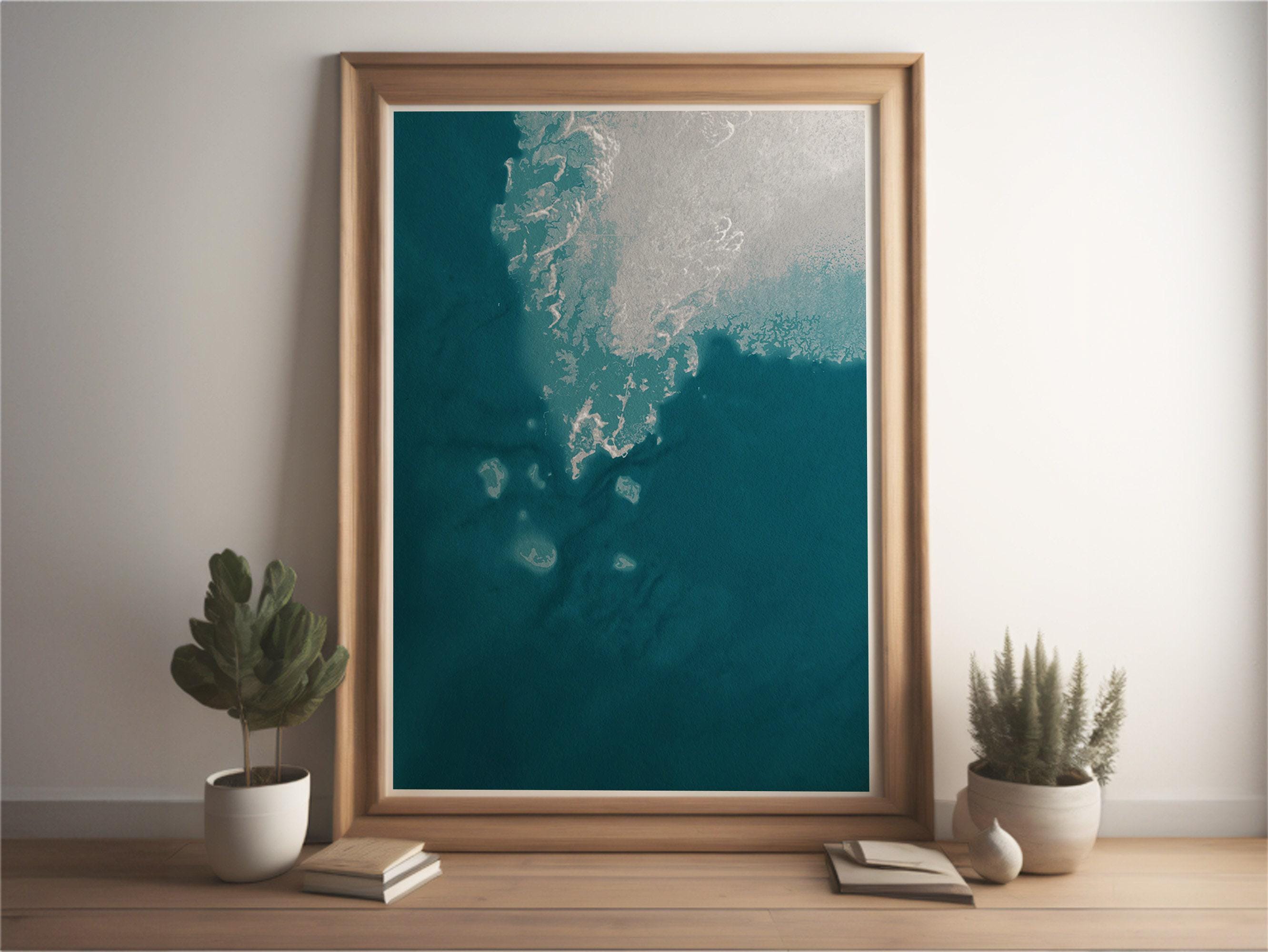 Cedar Key Florida Coastal Map Art Print Nautical Wall Decor Beach House Gift Housewarming Anniversary Seaside Town Gulf Ocean Chart Framed