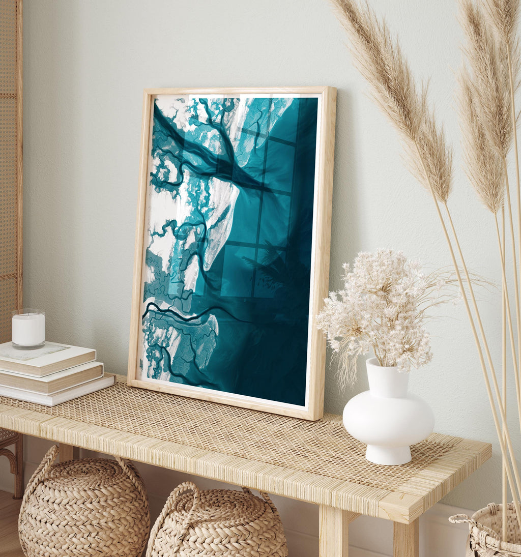 Coligny Beach Park Hilton Head South Carolina Bathymetric Map Art Print Framed Nautical Wall Decor Housewarming Anniversary Gift Sea Island