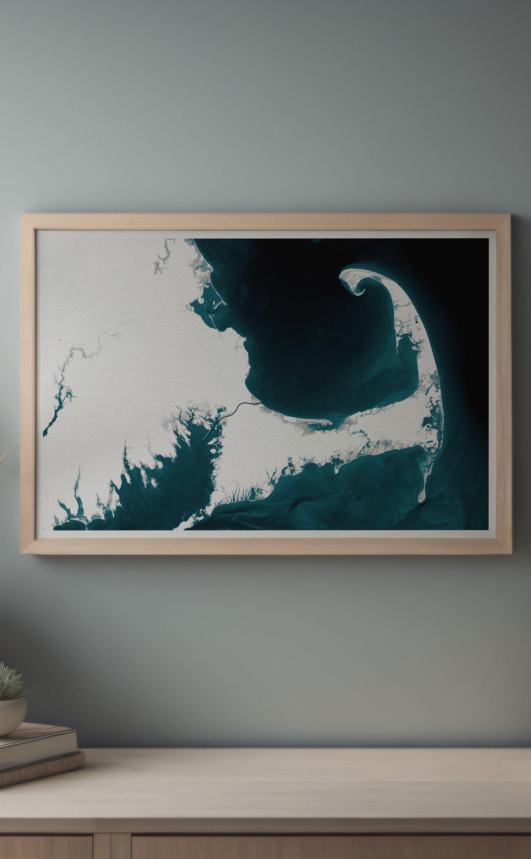 Cape Cod Massachusetts Bathymetric Map Art Print Nautical Coastal Wall Decor Beach House Housewarming Gift Anniversary Ocean Depth Chart