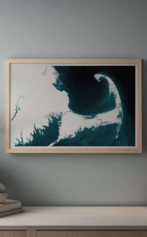 Cape Cod Massachusetts Bathymetric Map Art Print Nautical Coastal Wall Decor Beach House Housewarming Gift Anniversary Ocean Depth Chart