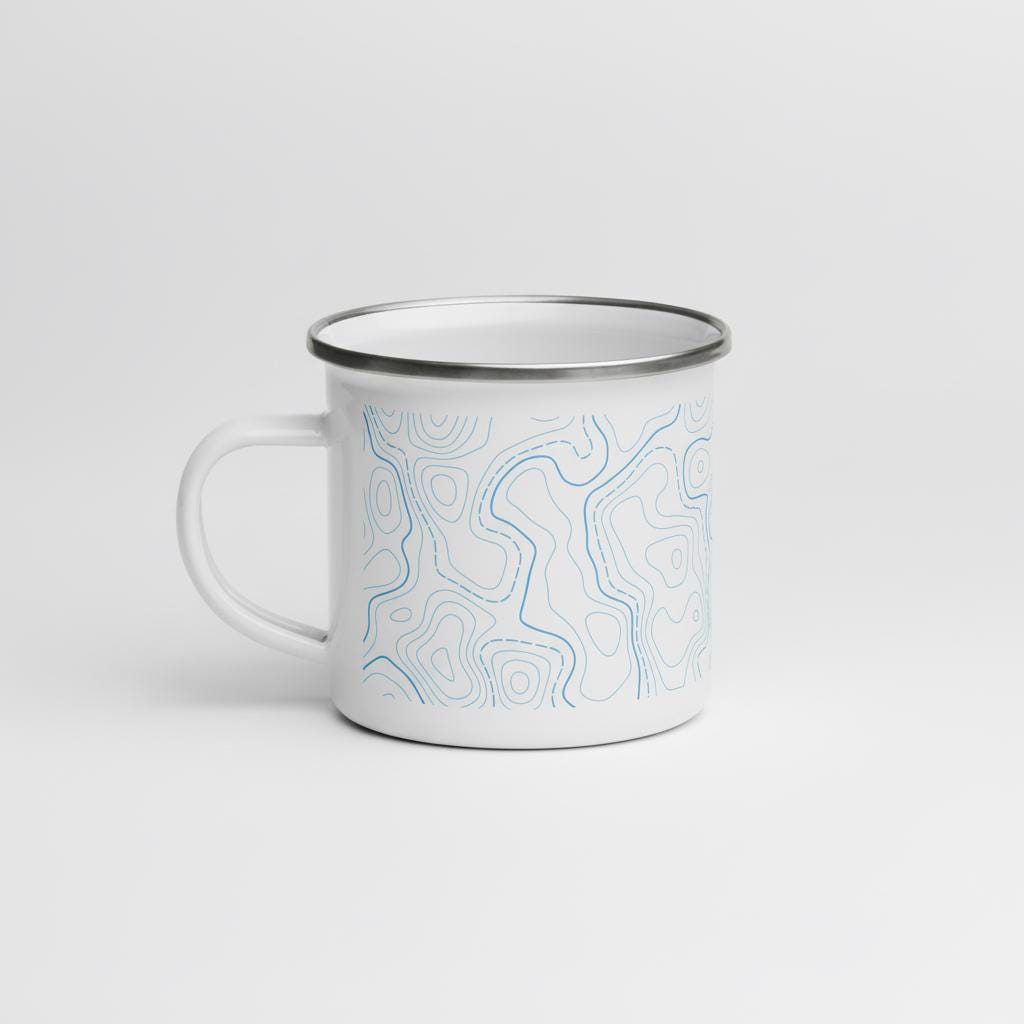 Topography Contour Line Mug Gift for Surveyor Land Survey Crew Chief Enamel Camping Mug Engineer GIS Mapping Professional Gift