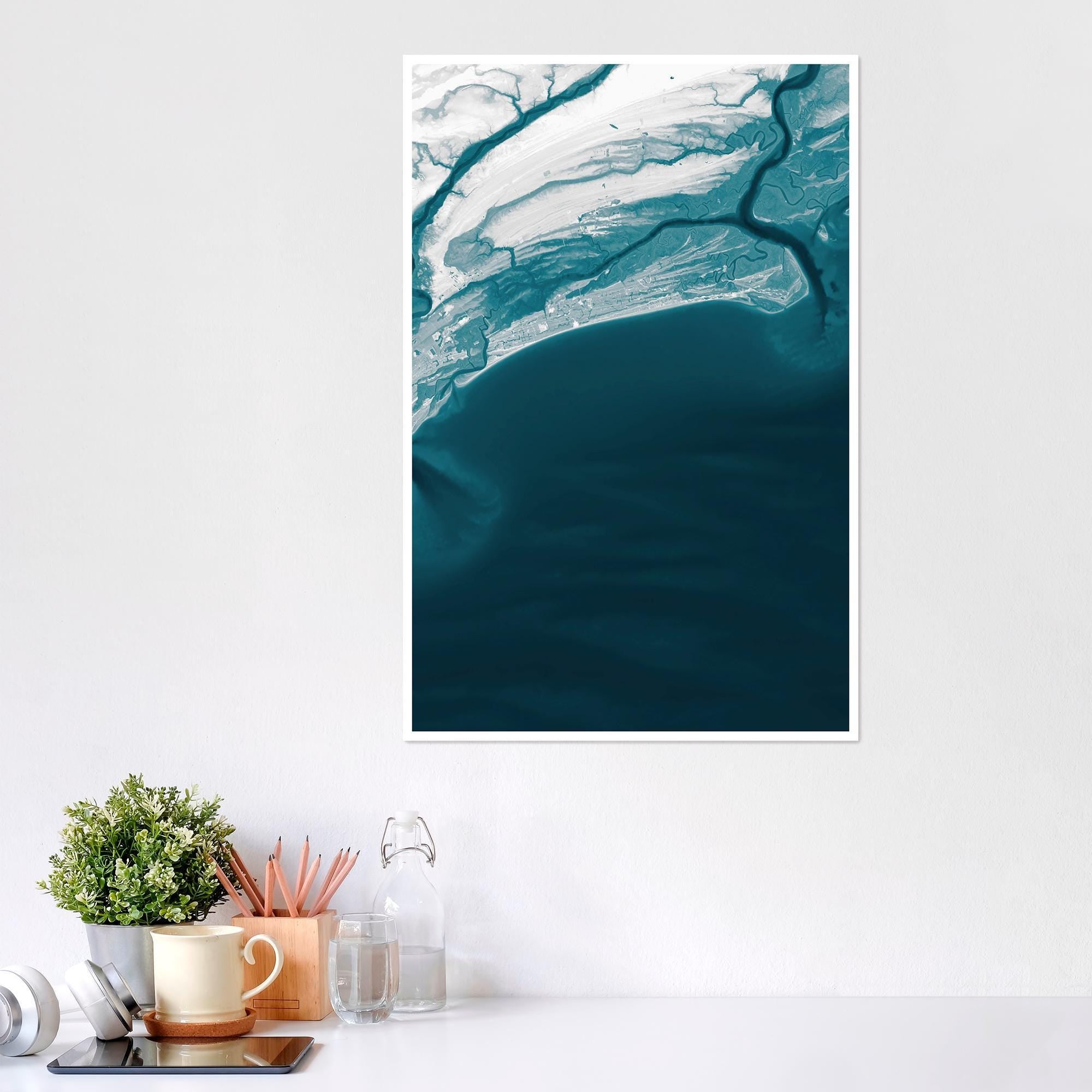 Kiawah Island South Carolina Bathymetric Coastal Map Art Print Charleston Beach House Wall Decor Nautical Housewarming Anniversary Gift