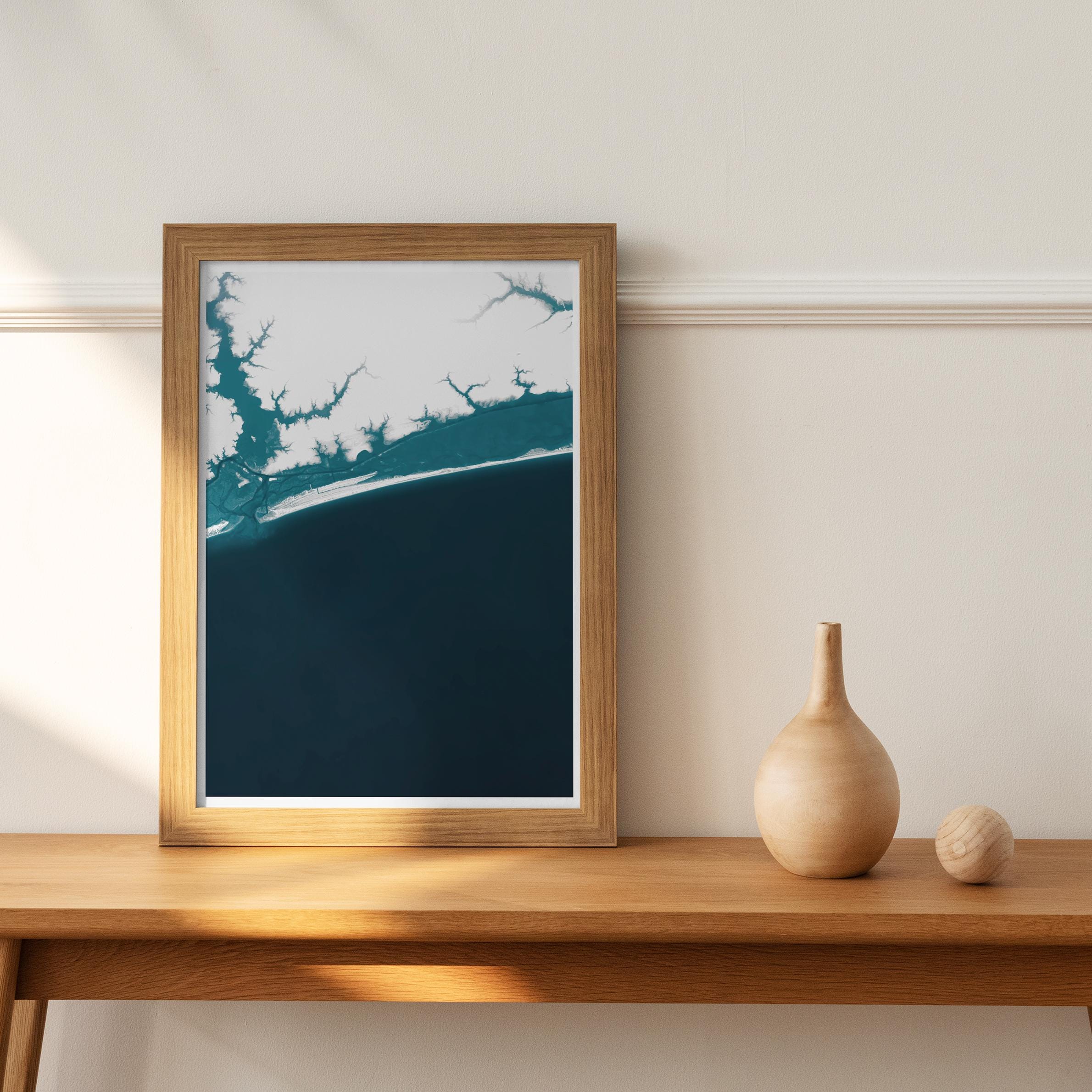 Emerald Isle North Carolina Nautical Seaside Vintage Crystal Coastal House Decor Ocean Print Retro Style Shore Beach Token Coast