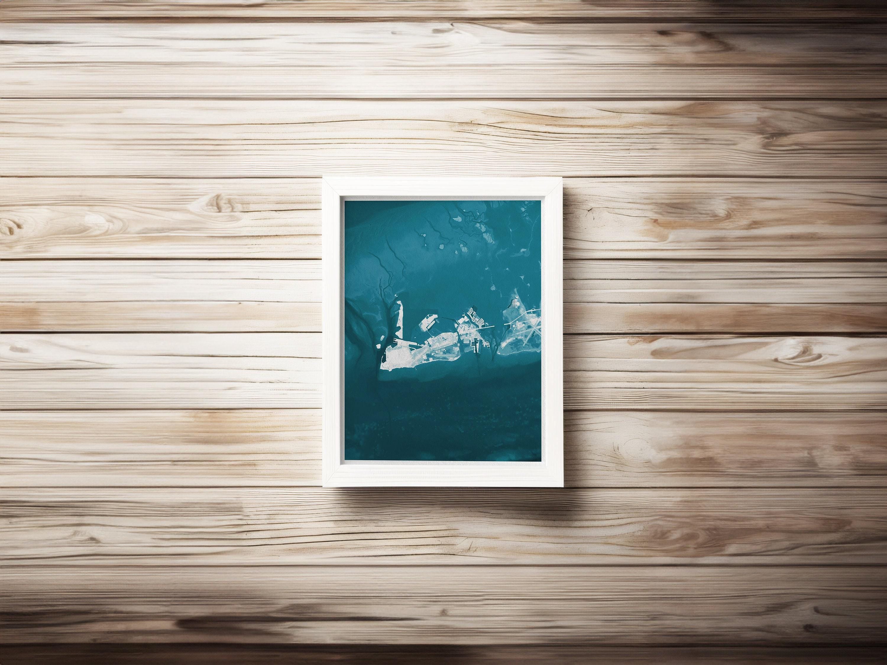 Key West Florida Keys Coastal Map Art Print Nautical Wall Decor Beach House Gift Ocean Depth Chart Housewarming Anniversary Tropical Island