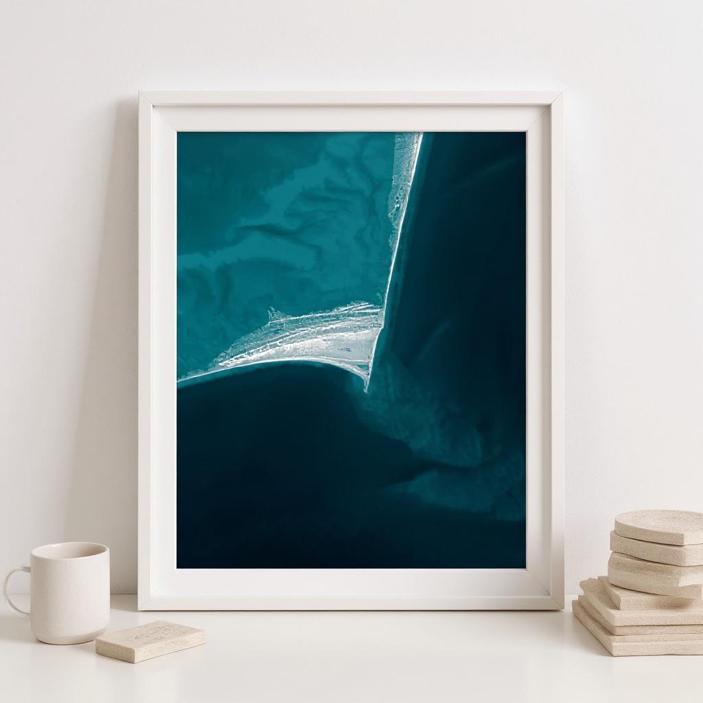 Cape Hatteras Outer Banks North Carolina Coastal Map Art Print Lighthouse Seashore Wall Decor Nautical Chart Beach House Gift Poster