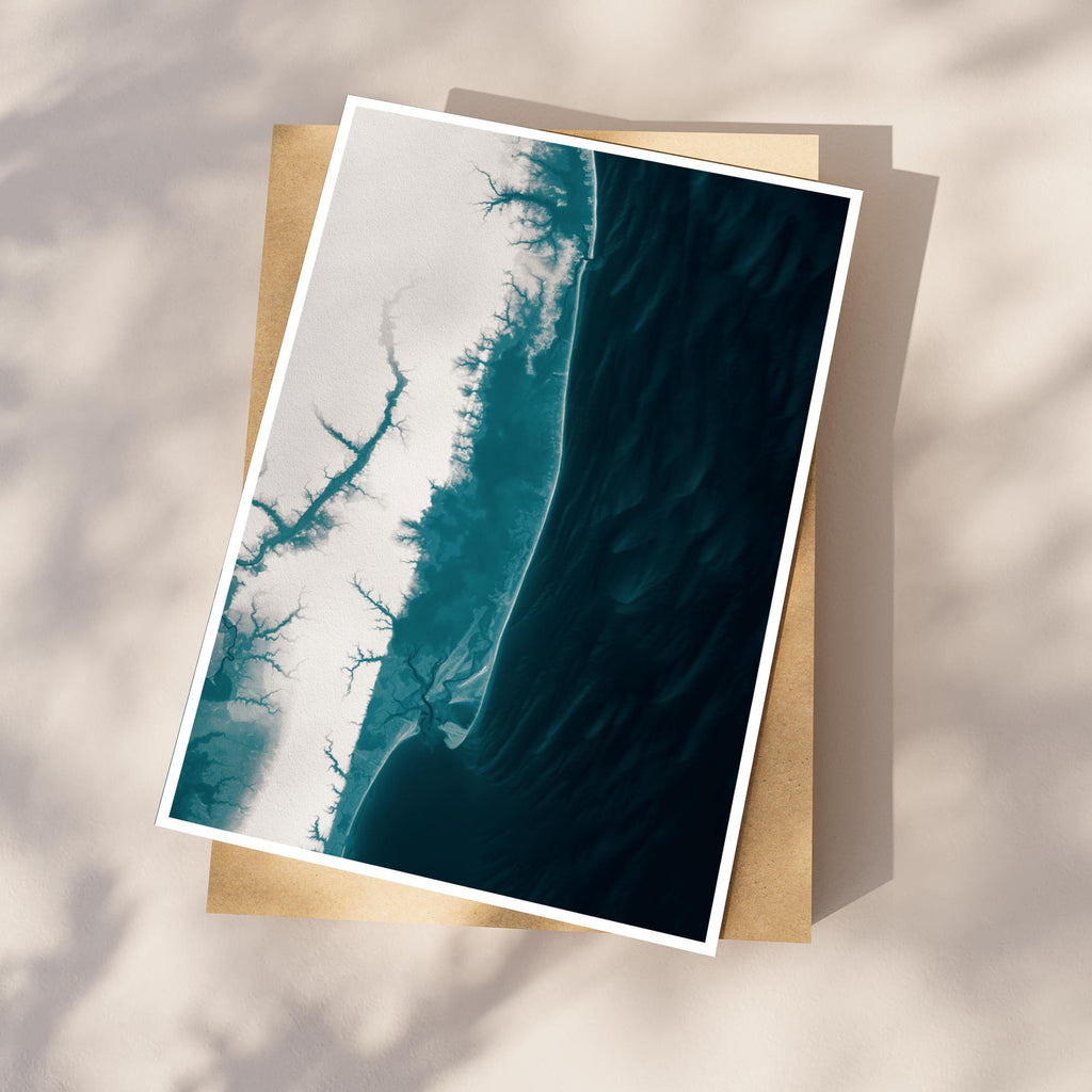 Assateague Island Maryland Bathymetric Map Art Print National Seashore Nautical Wall Decor Beach House Gift Housewarming Anniversary Ocean