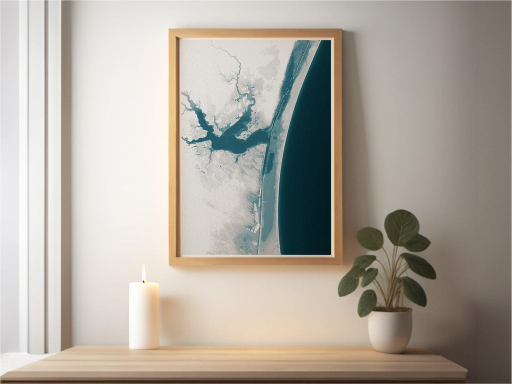 Baffin Bay Texas Bathymetric Map Art Print Nautical Gulf Coast Wall Decor Beach House Gift Ocean Depth Chart Coastal Artwork Home