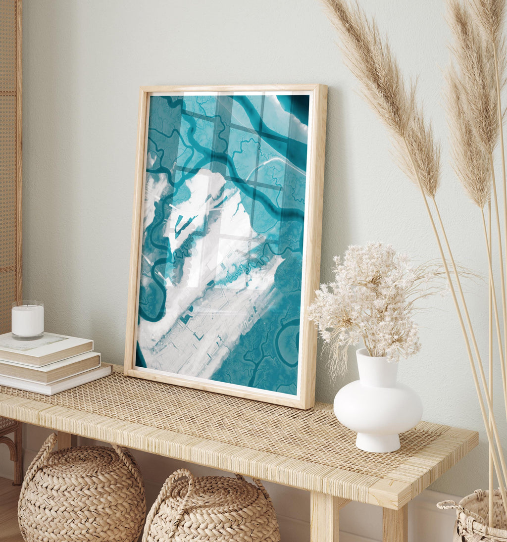 Golden Isles Georgia Coastal Wall Art Jekyll Island St Simons Nautical Map Print Beach House Living Room Decor Housewarming Gift