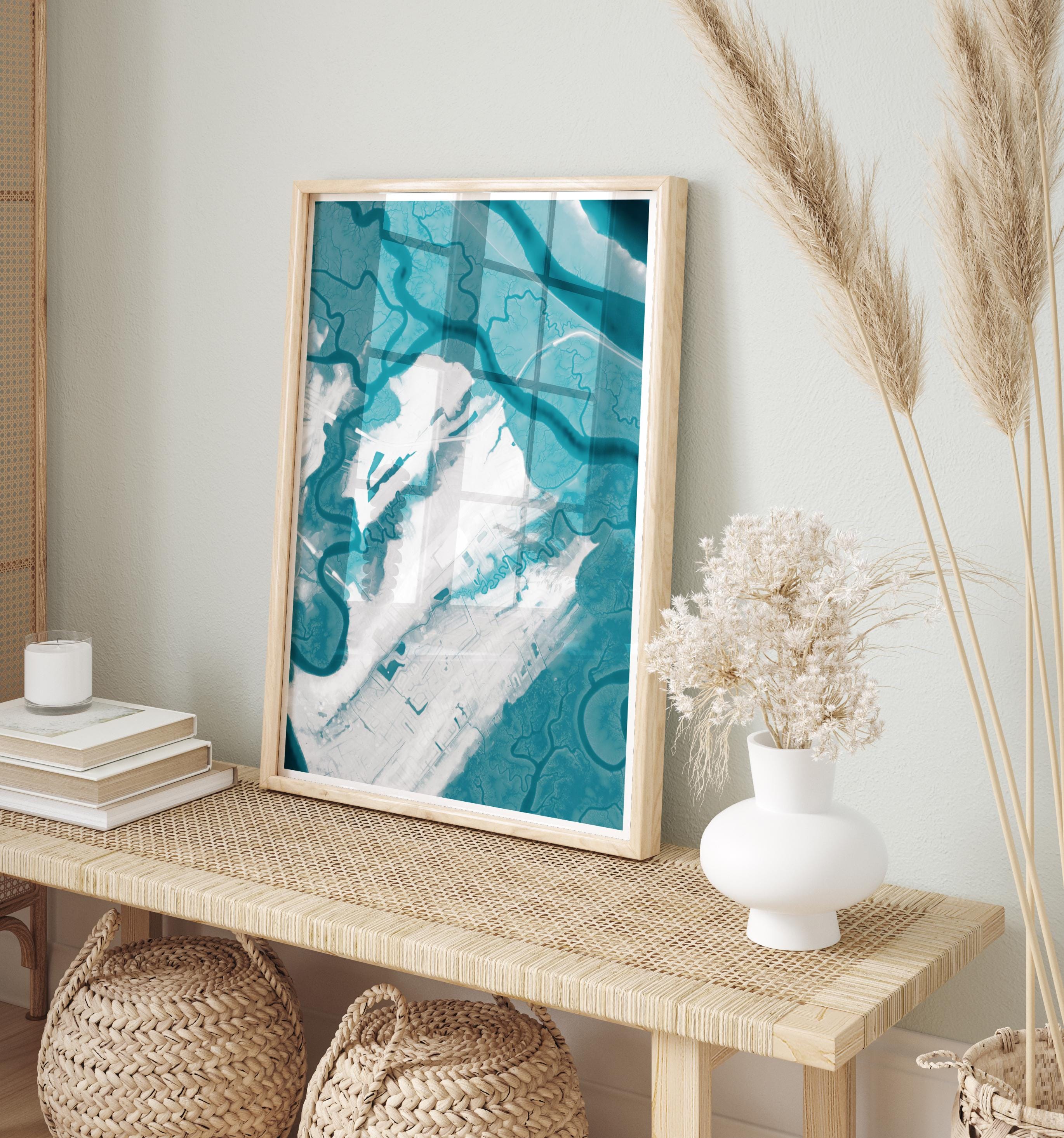 Golden Isles Georgia Coastal Wall Art Jekyll Island St Simons Nautical Map Print Beach House Living Room Decor Housewarming Gift