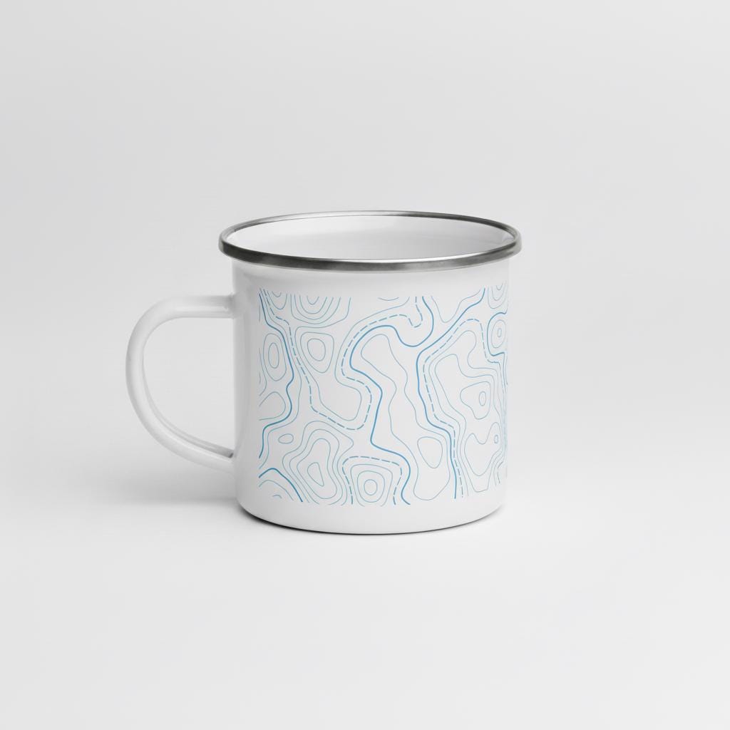 Topography Contour Line Mug Gift for Surveyor Land Survey Crew Chief Enamel Camping Mug Engineer GIS Mapping Professional Gift