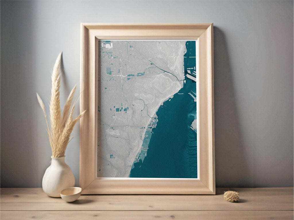 Coral Gables Florida Coastal Map Art Print Nautical Wall Decor Beach House Gift Ocean Depth Chart Housewarming Anniversary Cityscape Home