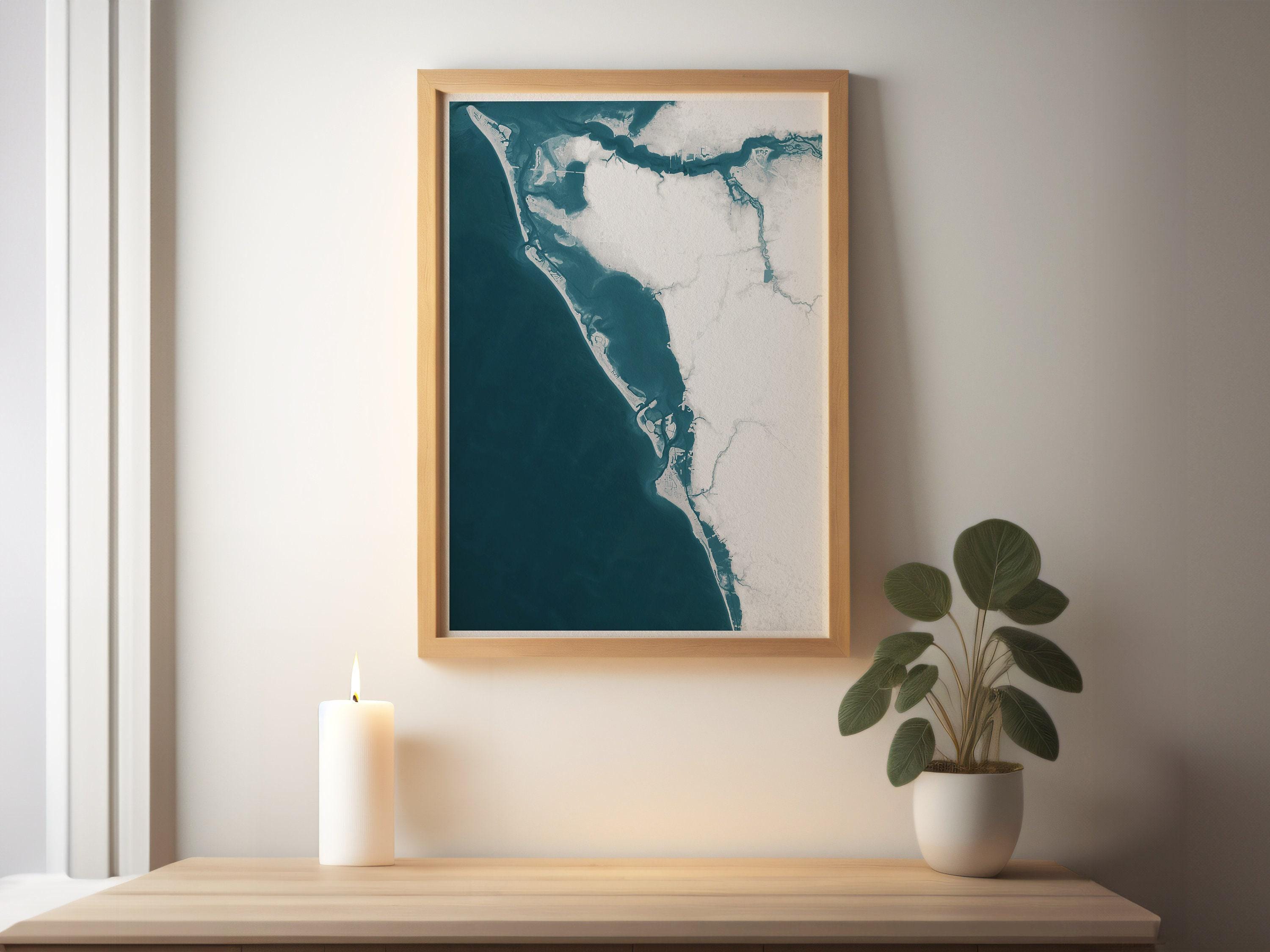 Sarasota Florida Gulf Coast Map Art Print Nautical Wall Decor Beach House Gift Housewarming Anniversary Present for New Home Couple