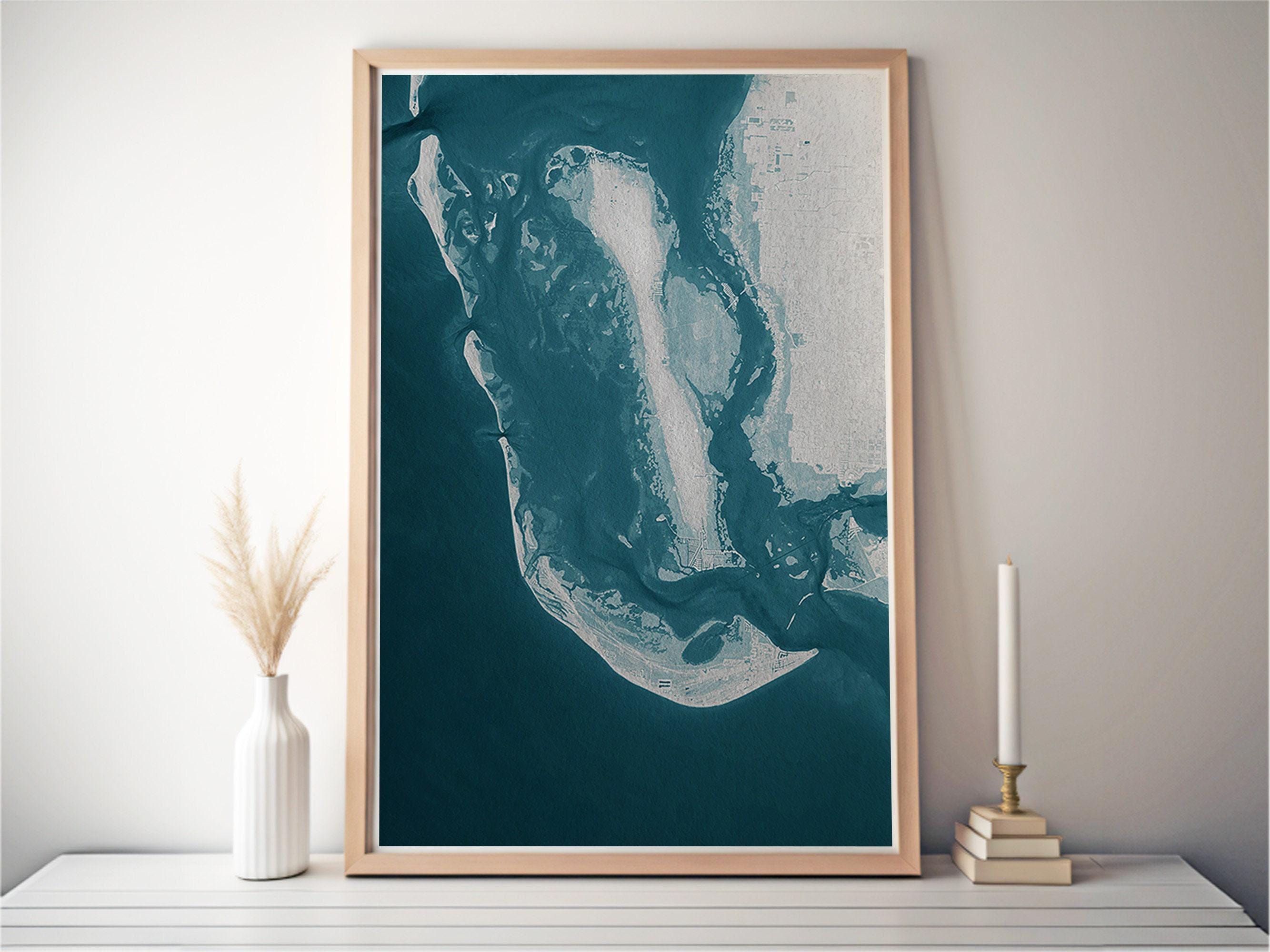 Sanibel Island Florida Coastal Map Art Print Teacher Retirement Gift Appreciation End of School Year Educator Present Beach Wall Decor