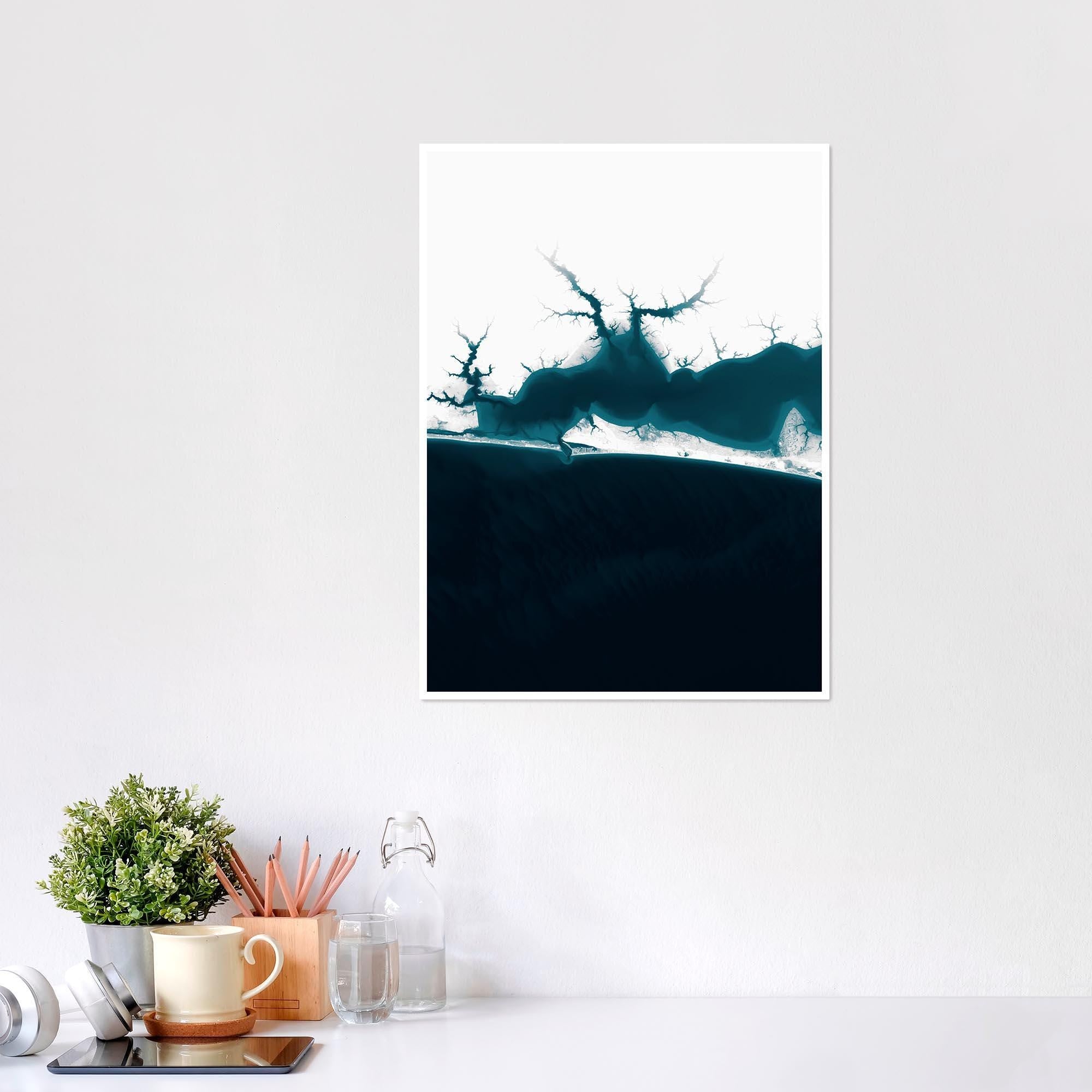 Destin Florida Bathymetric Coastal Map Art Print Nautical Chart Gulf Coast Wall Decor Housewarming Gift Anniversary Beach House Ocean Depth