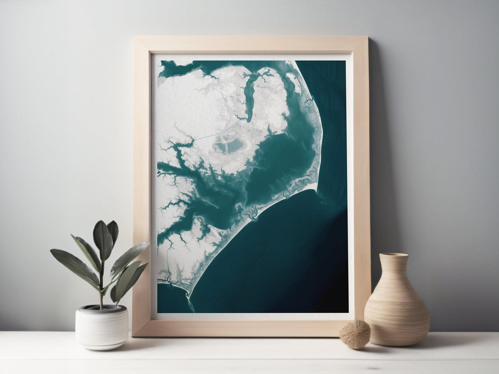 Outer Banks North Carolina Coastal Map Art Print Teacher Retirement Gift End of Year Appreciation Beach House Wall Decor OBX Ocean Nautical