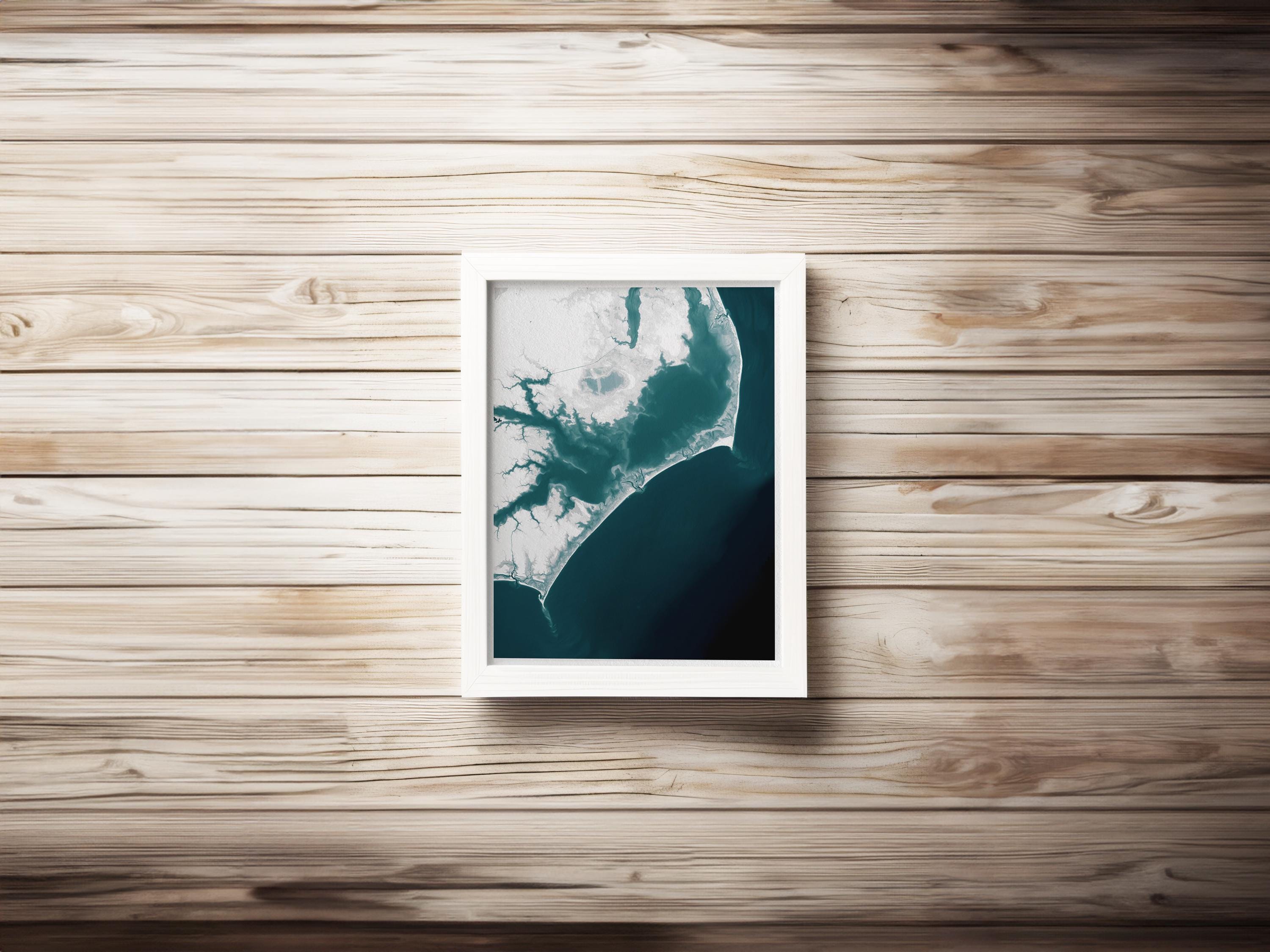 Outer Banks North Carolina Nautical Coastal Decor House Chart Beach Ocean Print Gift Home Obx Map Art Wall Depth Lover Housewarming