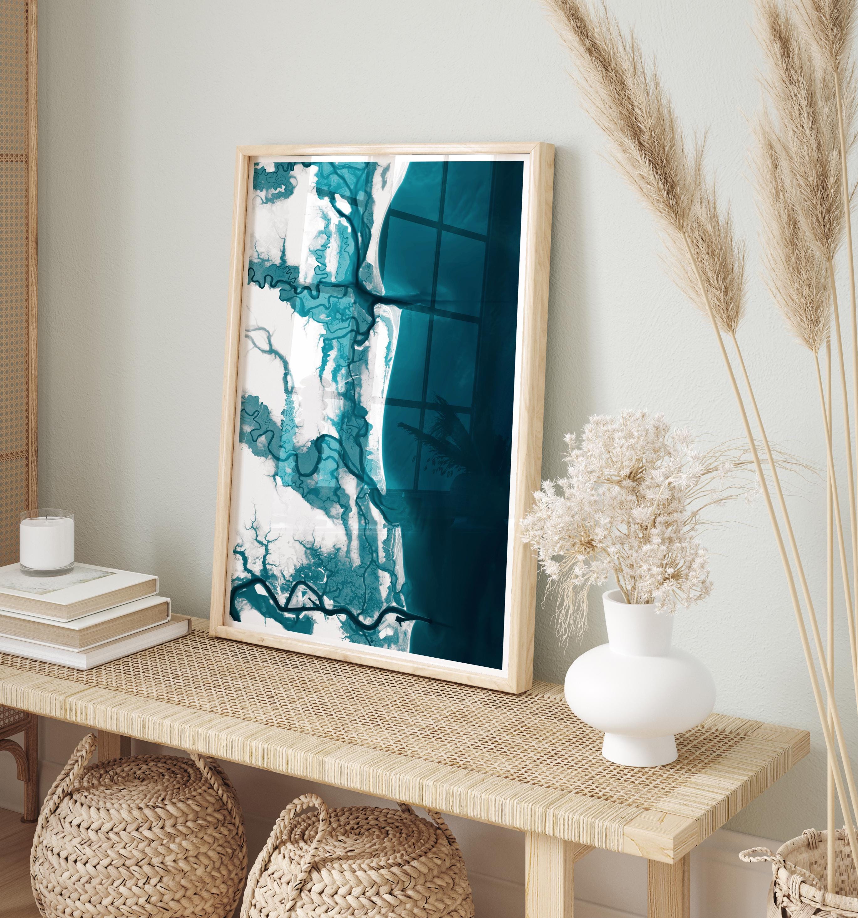 Amelia Island Florida Housewarming Anniversary Waterfront Nautical Coastal Framed Print Depth Beach Decor Ocean House Wall Home