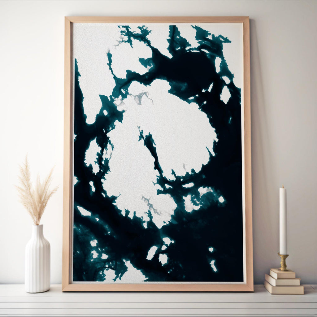Mount Desert Island Maine Map Art Print Acadia Bar Harbor Cadillac Mountain Nautical Somes Sound Wall Decor Atlantic Coast Gift