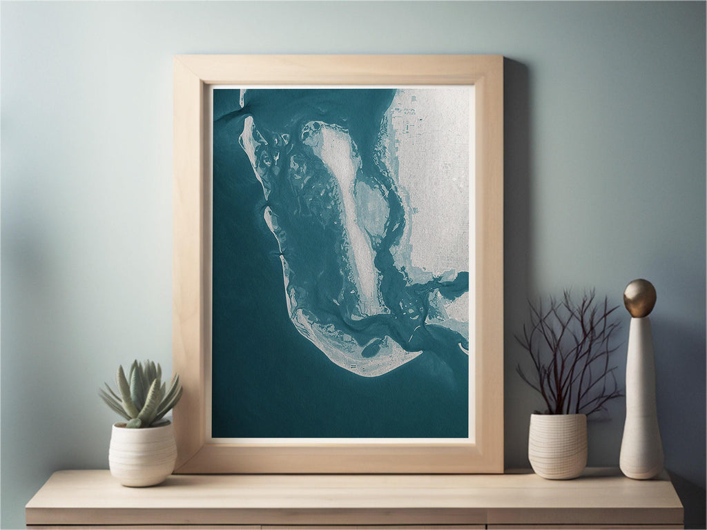 Sanibel Island Florida Coastal Map Art Print Teacher Retirement Gift Appreciation End of School Year Educator Present Beach Wall Decor