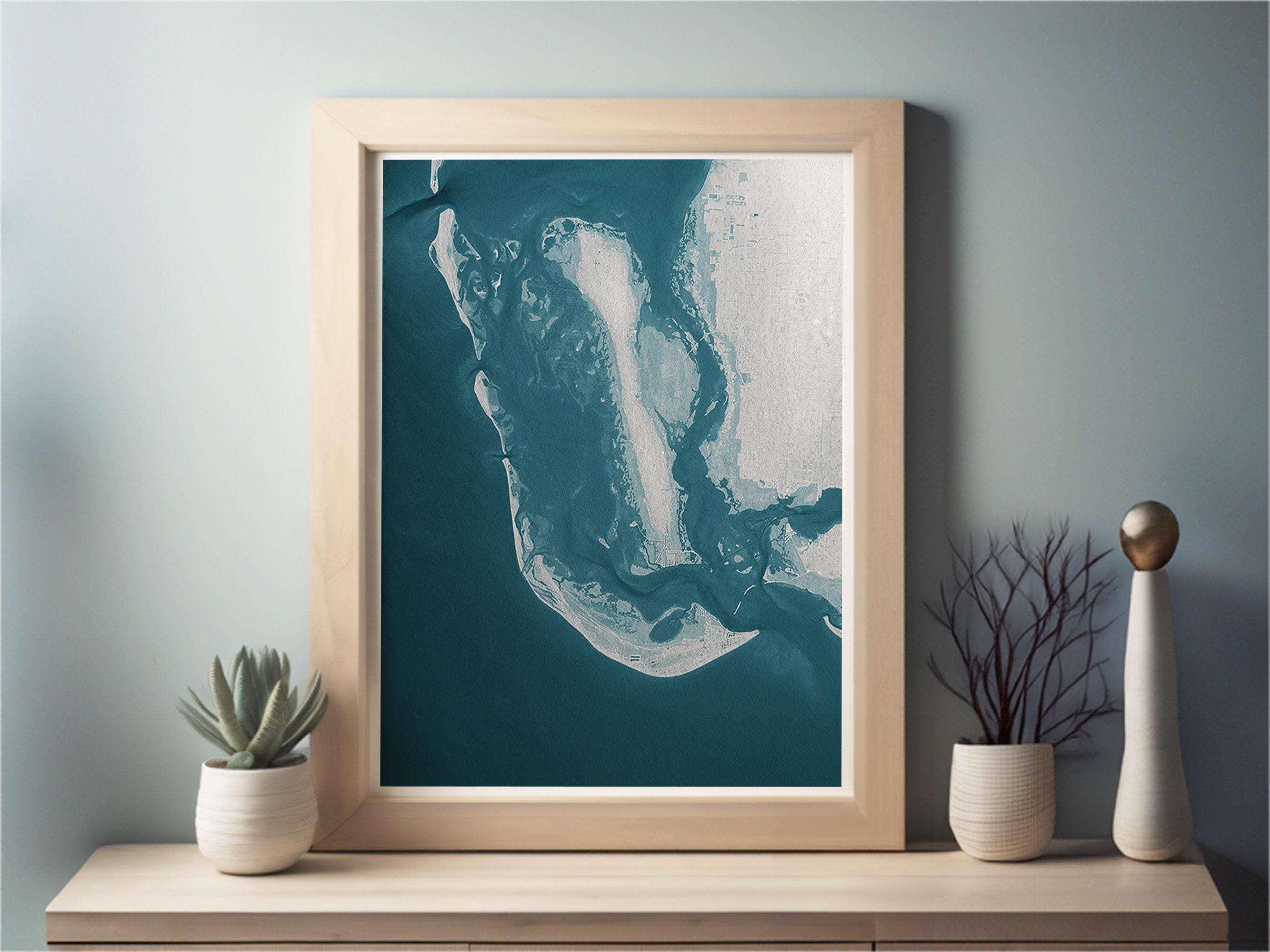 Sanibel Island Florida Coastal Map Art Print Teacher Retirement Gift Appreciation End of School Year Educator Present Beach Wall Decor