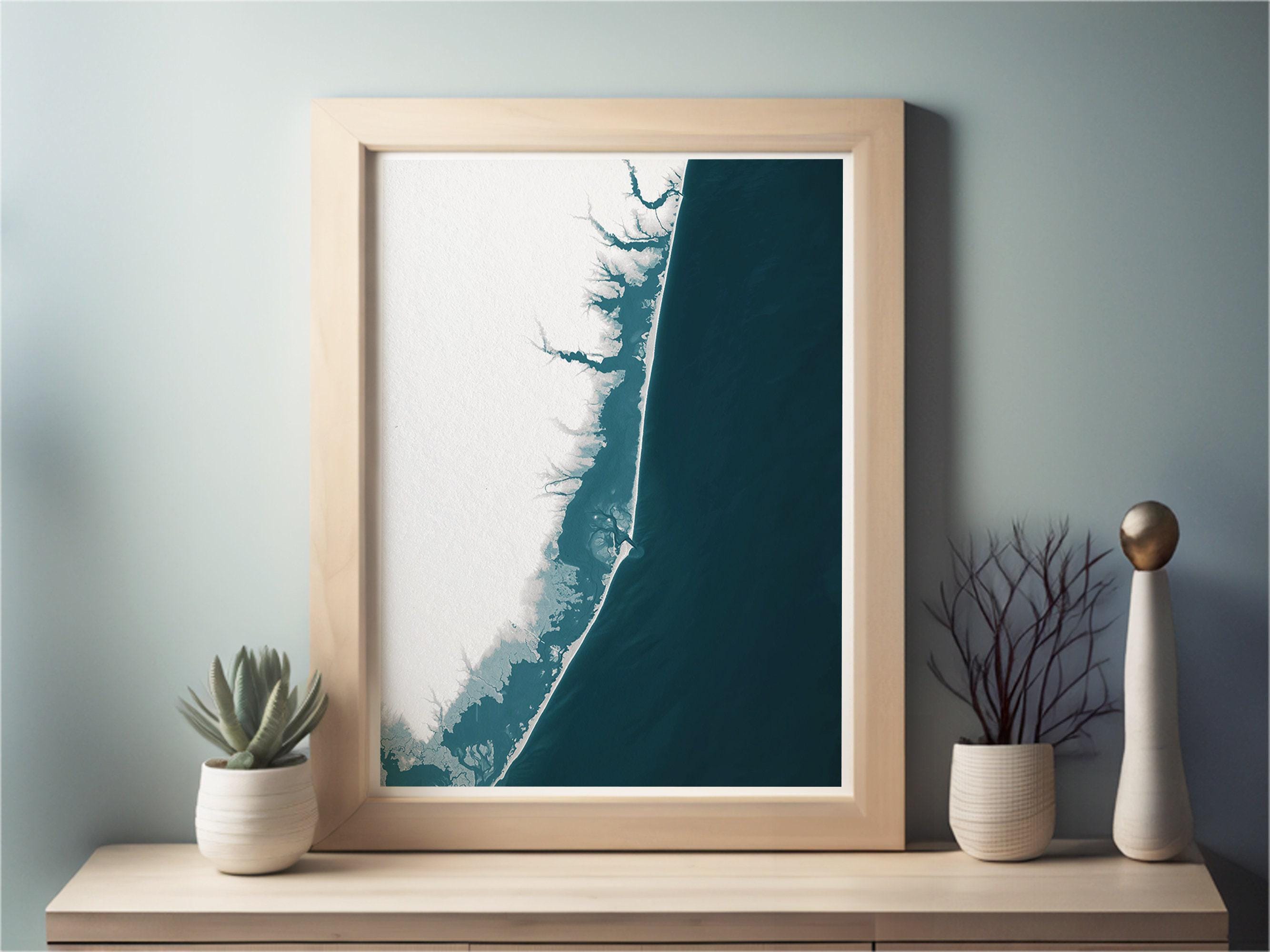Barnegat Bay Blue Gray New Jersey Nautical Husband Neutral Coastal Nature Modern Decor House Shore Beach Ocean Gift Wife Wall