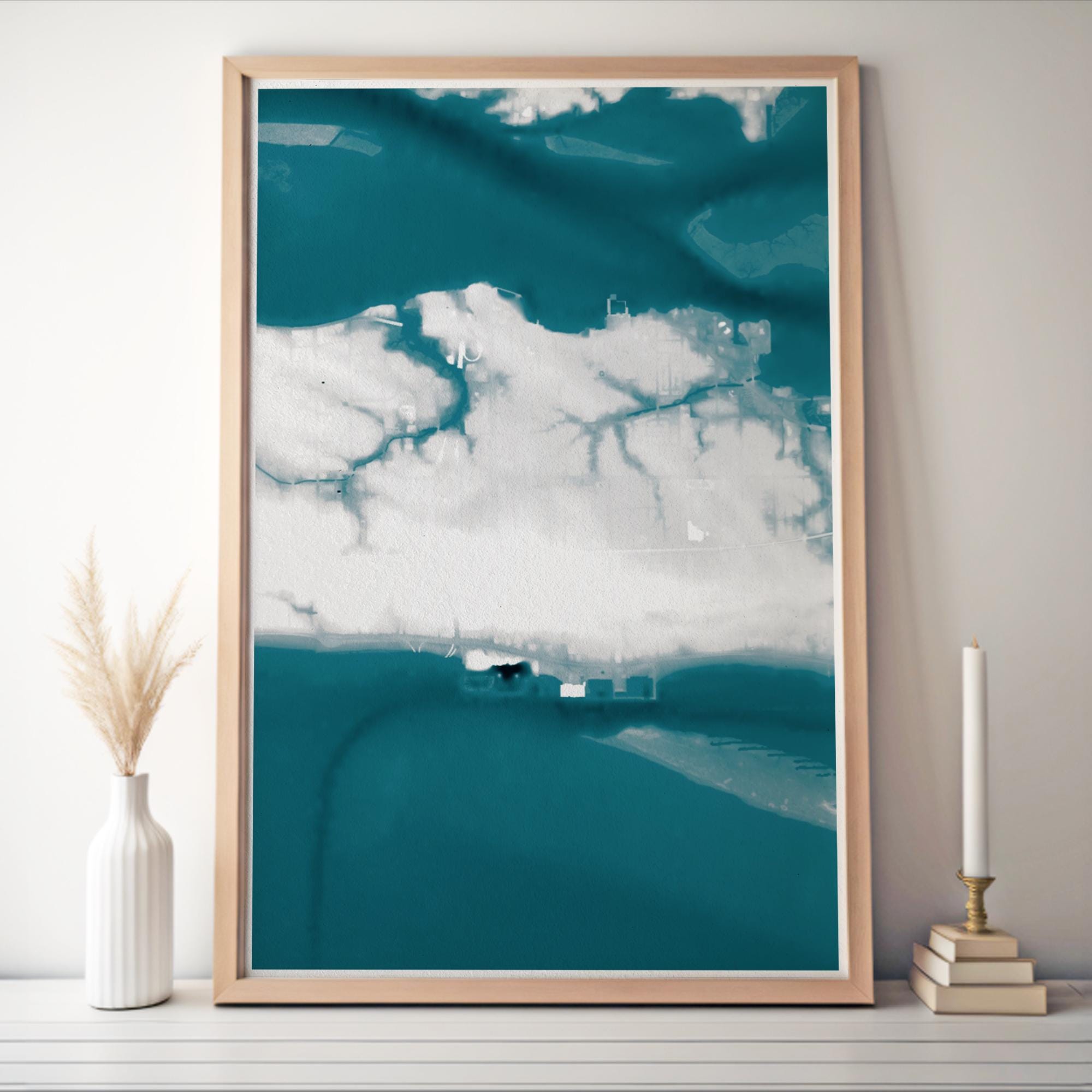 Biloxi Mississippi Ocean Depth Map Coastal Wall Art Nautical Decor Print Housewarming Gift Beach House Anniversary Waterfront Seafloor Chart
