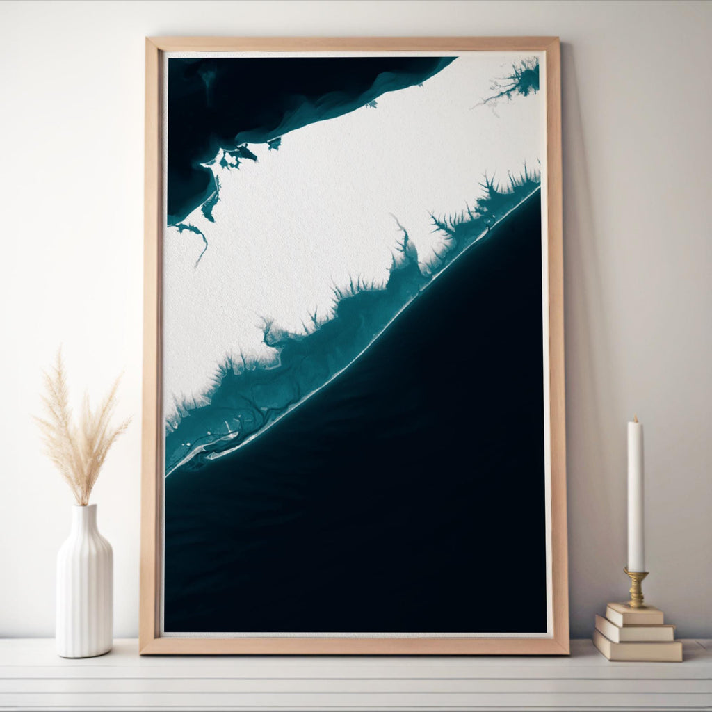Fire Island New York Coastal Map Art Print Great South Bay Atlantic Ocean Shoreline Nautical Bathymetric Wall Decor Beach House Gift