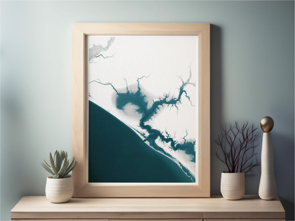 Panama City Beach Florida Coastal Map Art Print West Bay Nautical Wall Decor Beach House Gift for Husband Wife Housewarming Anniversary