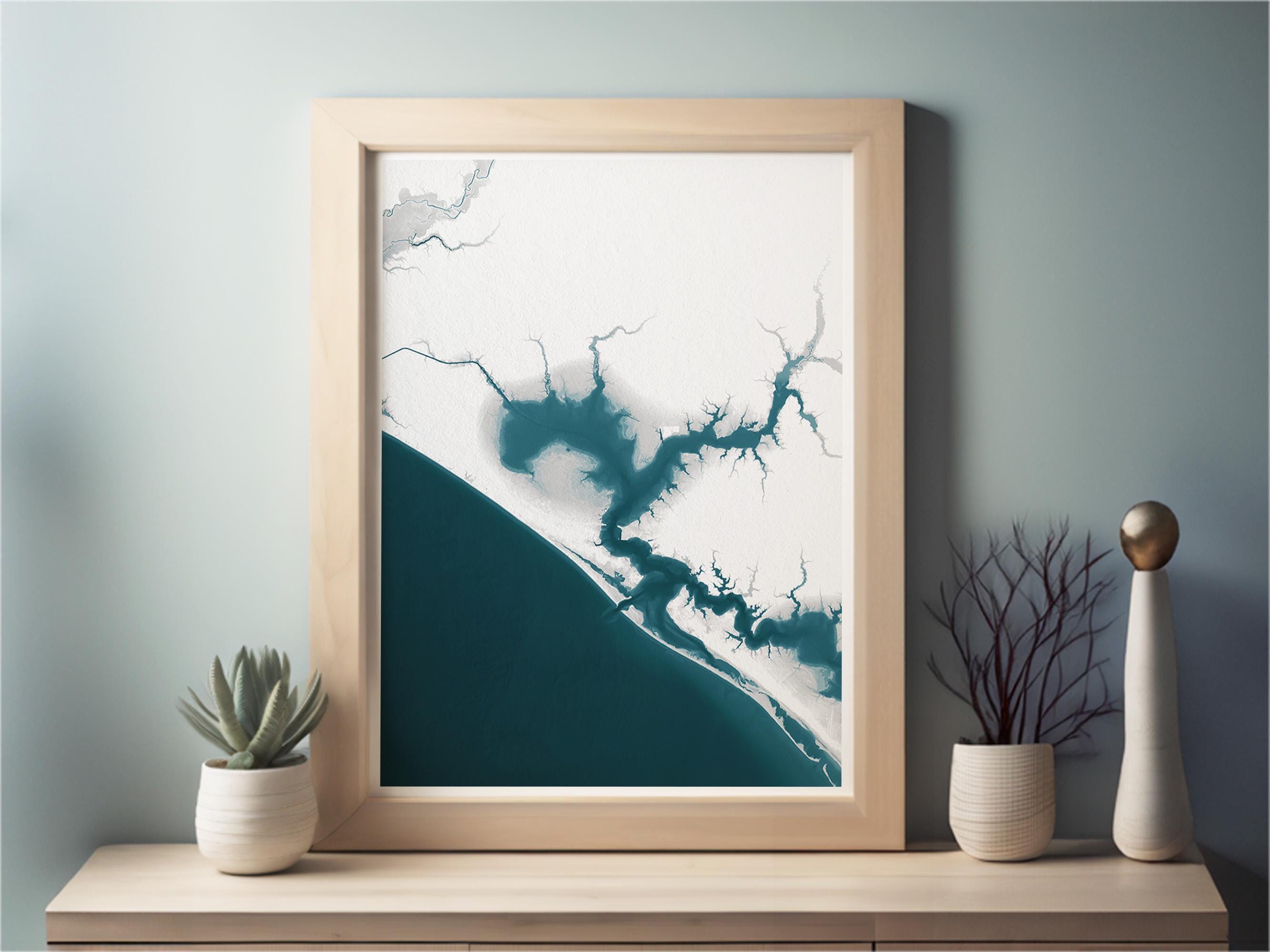 Panama City Beach Florida Coastal Map Art Print West Bay Nautical Wall Decor Beach House Gift for Husband Wife Housewarming Anniversary