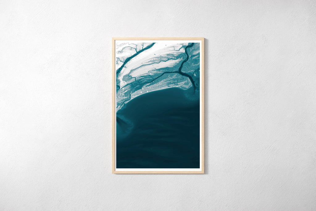 Kiawah Island South Carolina Bathymetric Coastal Map Art Print Charleston Beach House Wall Decor Nautical Housewarming Anniversary Gift