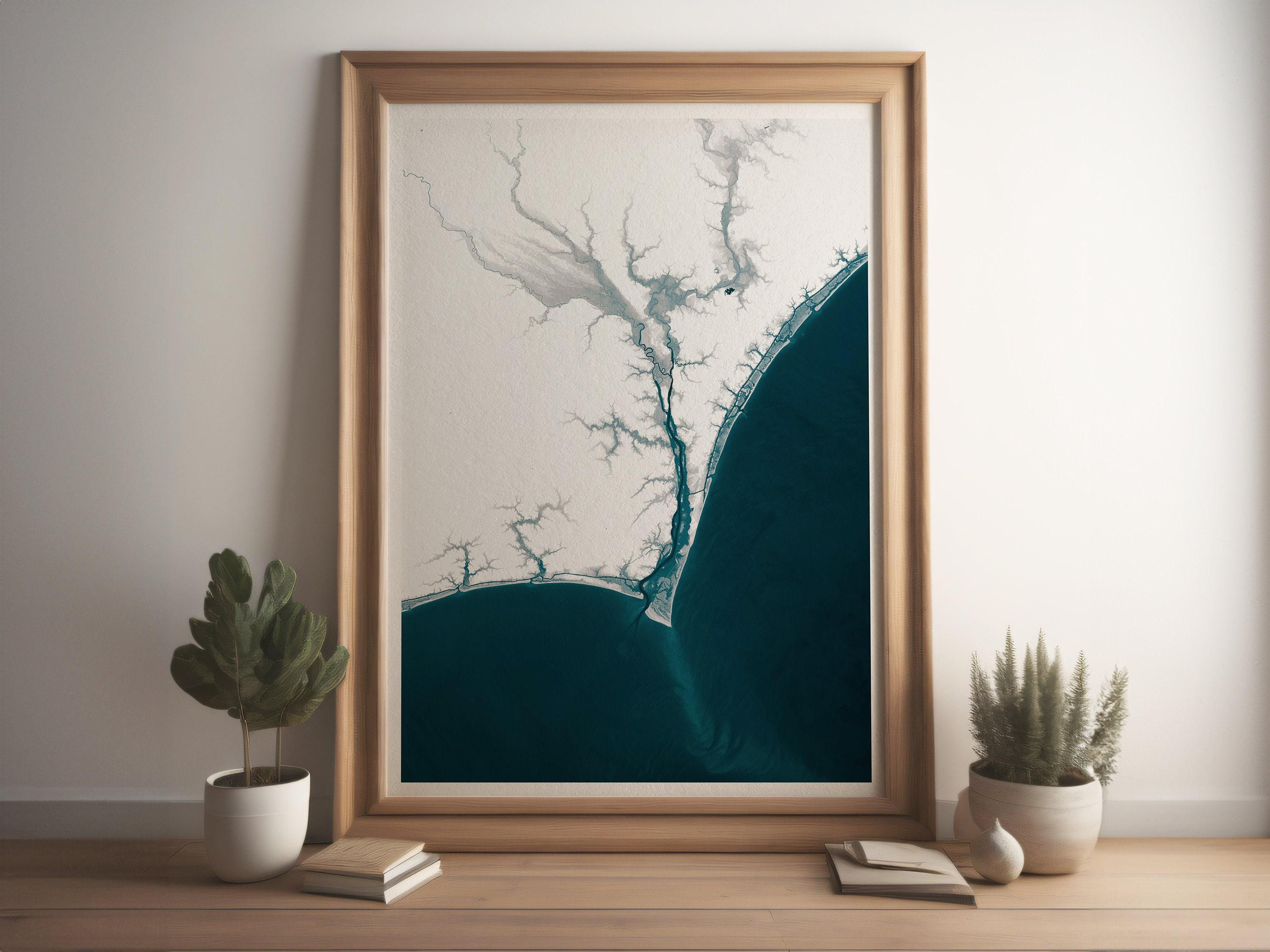 Wilmington North Carolina Coastal Map Art Print Teacher Retirement Gift Appreciation End of School Year Nautical Beach Wall Decor Educator