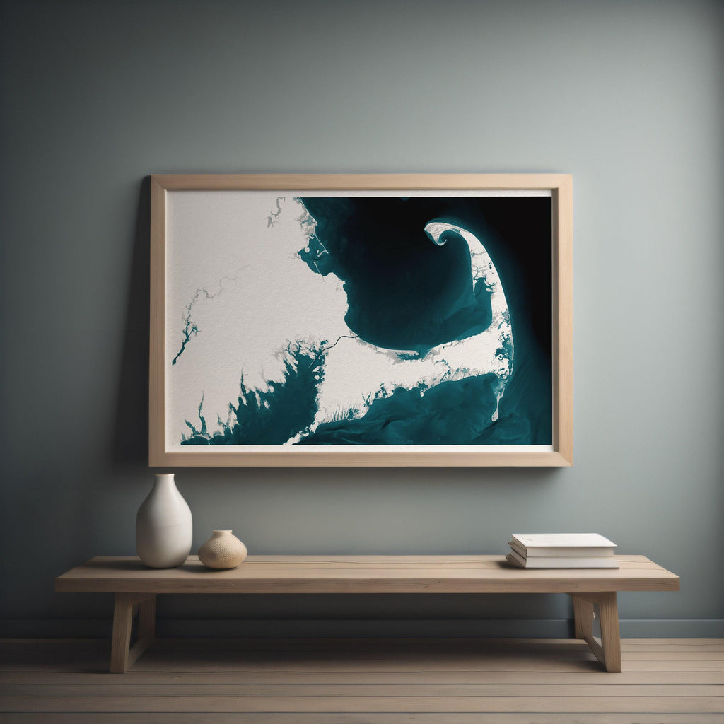 Cape Cod Massachusetts Bathymetric Map Art Print Nautical Coastal Wall Decor Beach House Housewarming Gift Anniversary Ocean Depth Chart