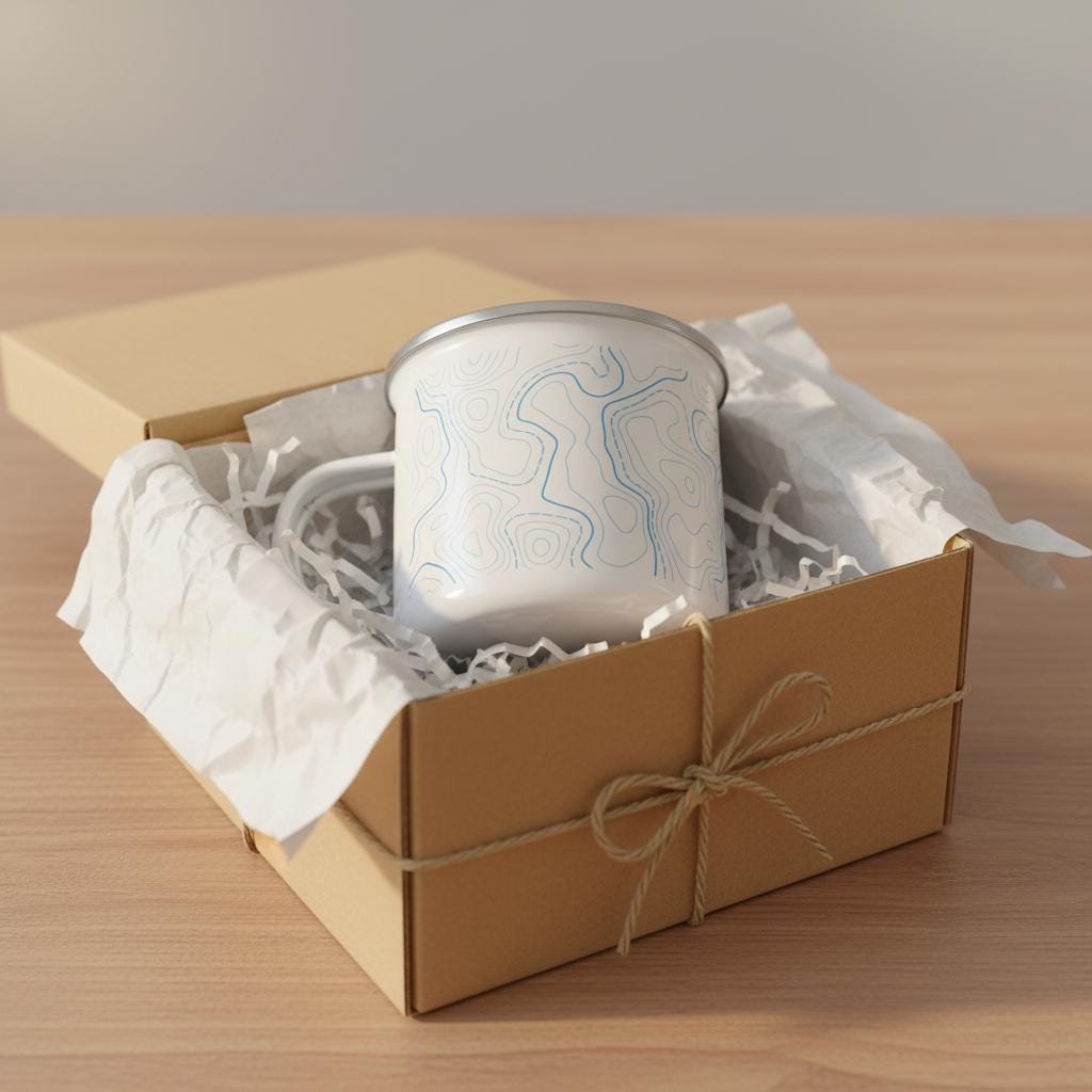Topography Contour Line Mug Gift for Surveyor Land Survey Crew Chief Enamel Camping Mug Engineer GIS Mapping Professional Gift