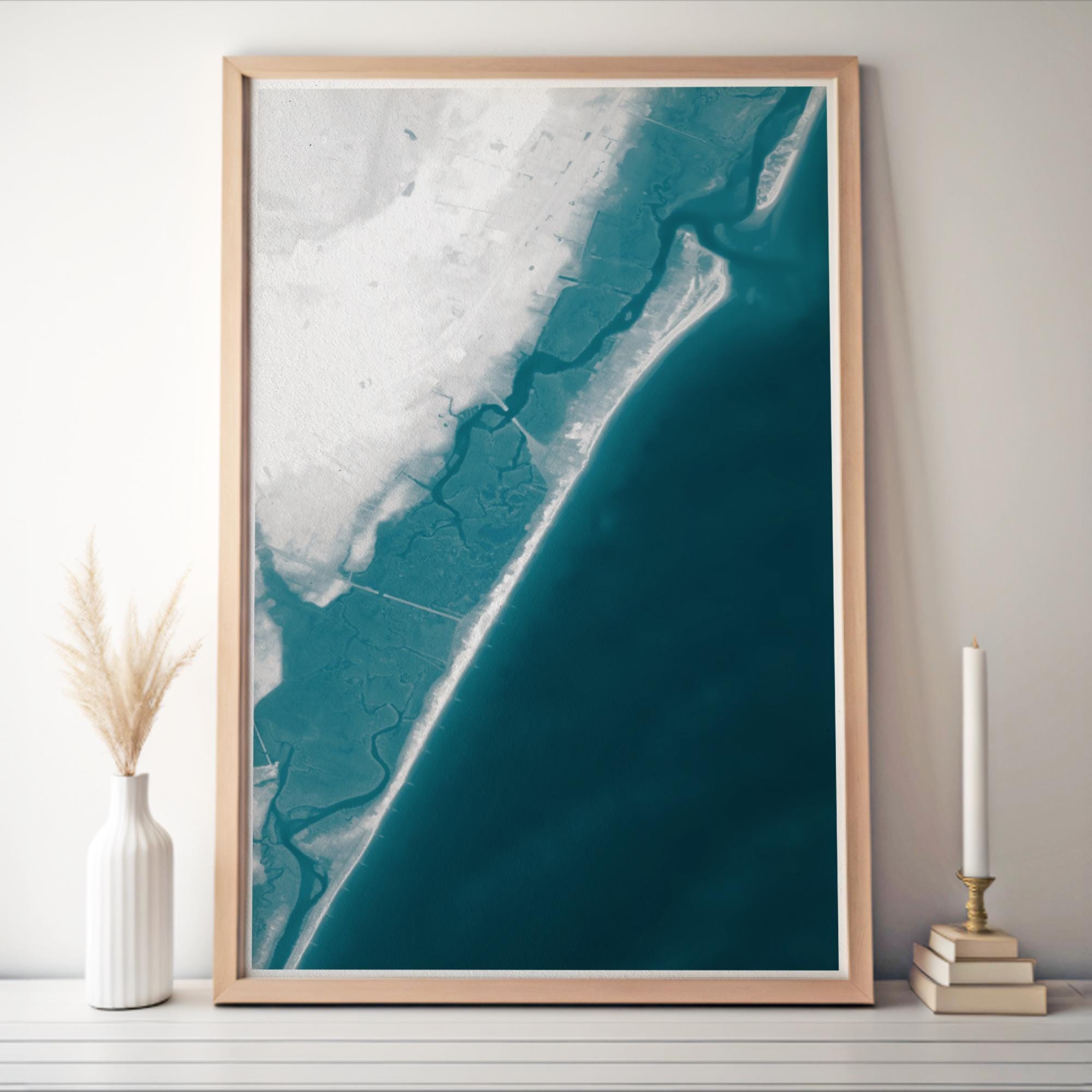 Pawleys Island South Carolina Bathymetric Map Art Print Nautical Coastal Wall Decor Ocean Depth Chart Beach House Housewarming Gift