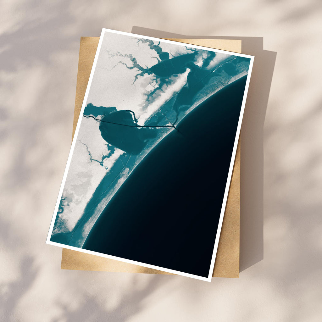 Mustang Island Texas Coastal Map Art Housewarming Anniversary Waterfront Nautical Framed Print Depth Chart Beach House Wall Decor Ocean Gift