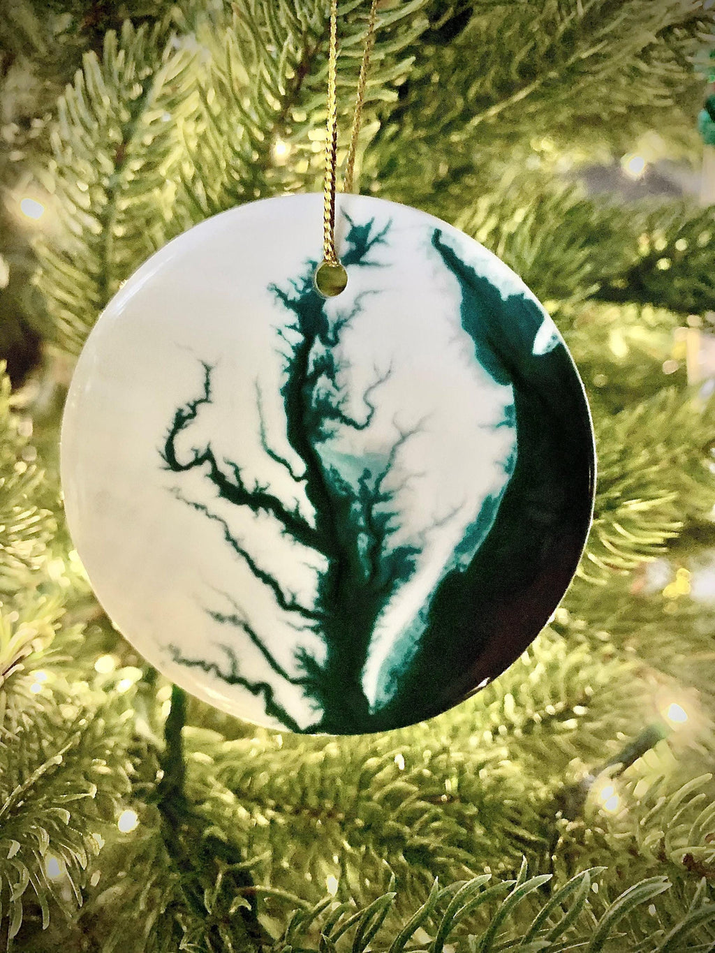 Chesapeake Bay Map Christmas Ornament Ceramic Holiday Gift Virginia Maryland Delaware Peninsula Coastal Nautical Stocking Stuffer