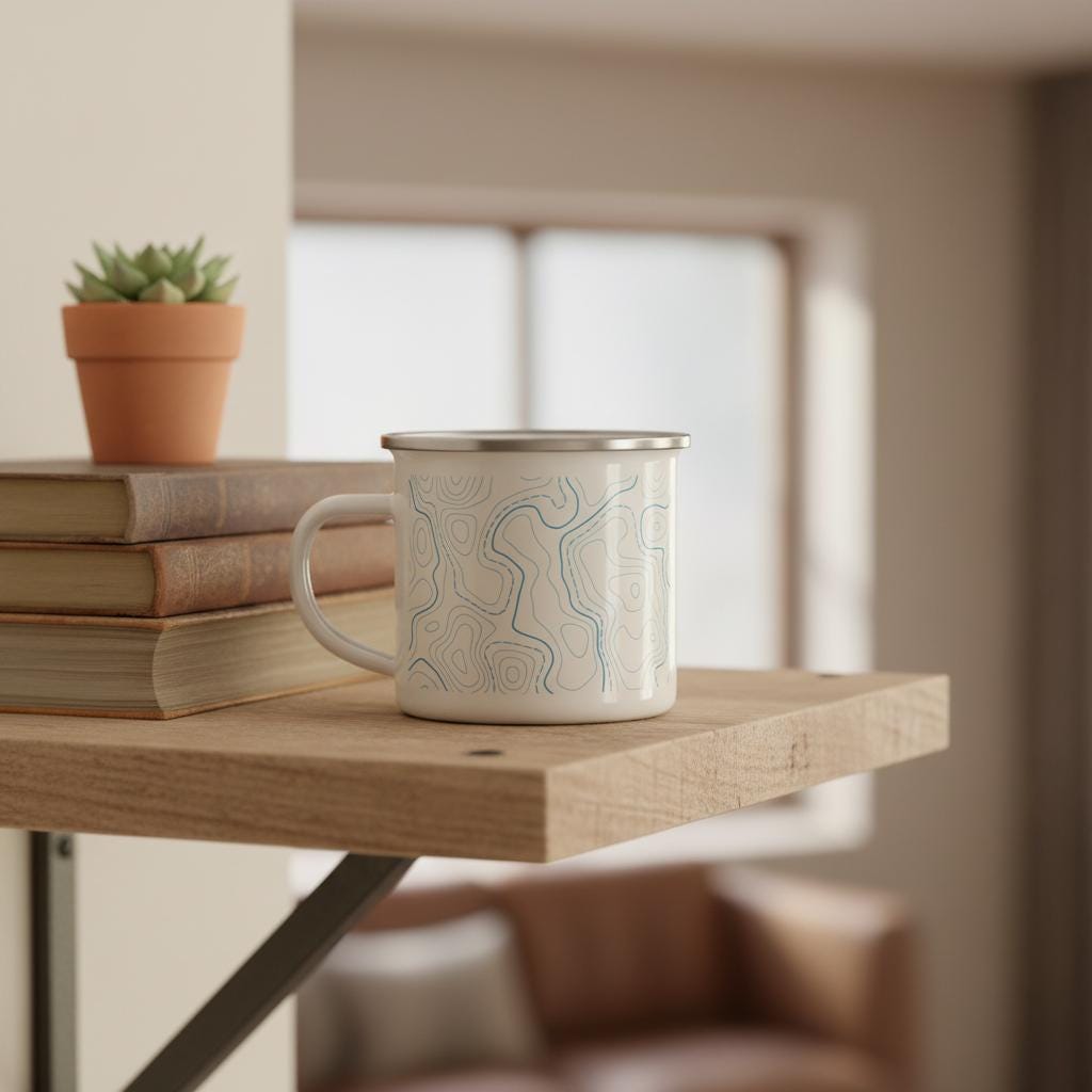 Topography Contour Line Mug Gift for Surveyor Land Survey Crew Chief Enamel Camping Mug Engineer GIS Mapping Professional Gift