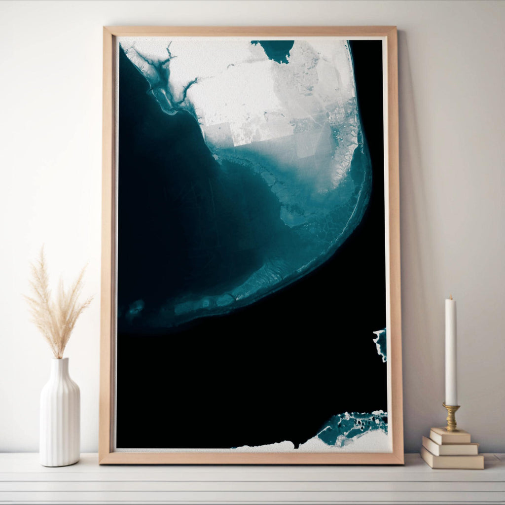 Florida Keys Bathymetric Map Art Print Nautical Ocean Depth Tropical Island Coastal Wall Decor Beach House Housewarming Anniversary Gift