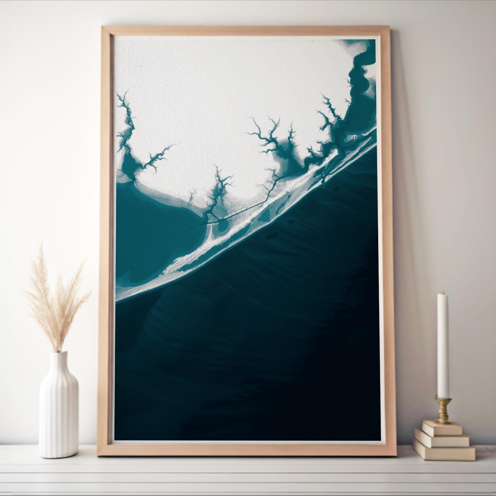 Gulf Shores Alabama Coastal Map Art Print Public Beach Gulf of Mexico Housewarming Gift Anniversary Present Nautical Wall Decor Ocean