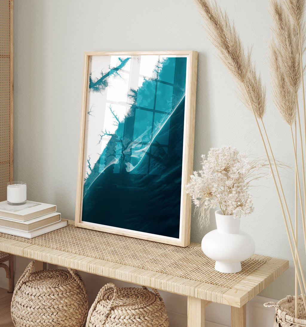 Chincoteague Virginia Housewarming Anniversary Waterfront Nautical Coastal Framed Print Depth Beach Decor Ocean House Wall Home