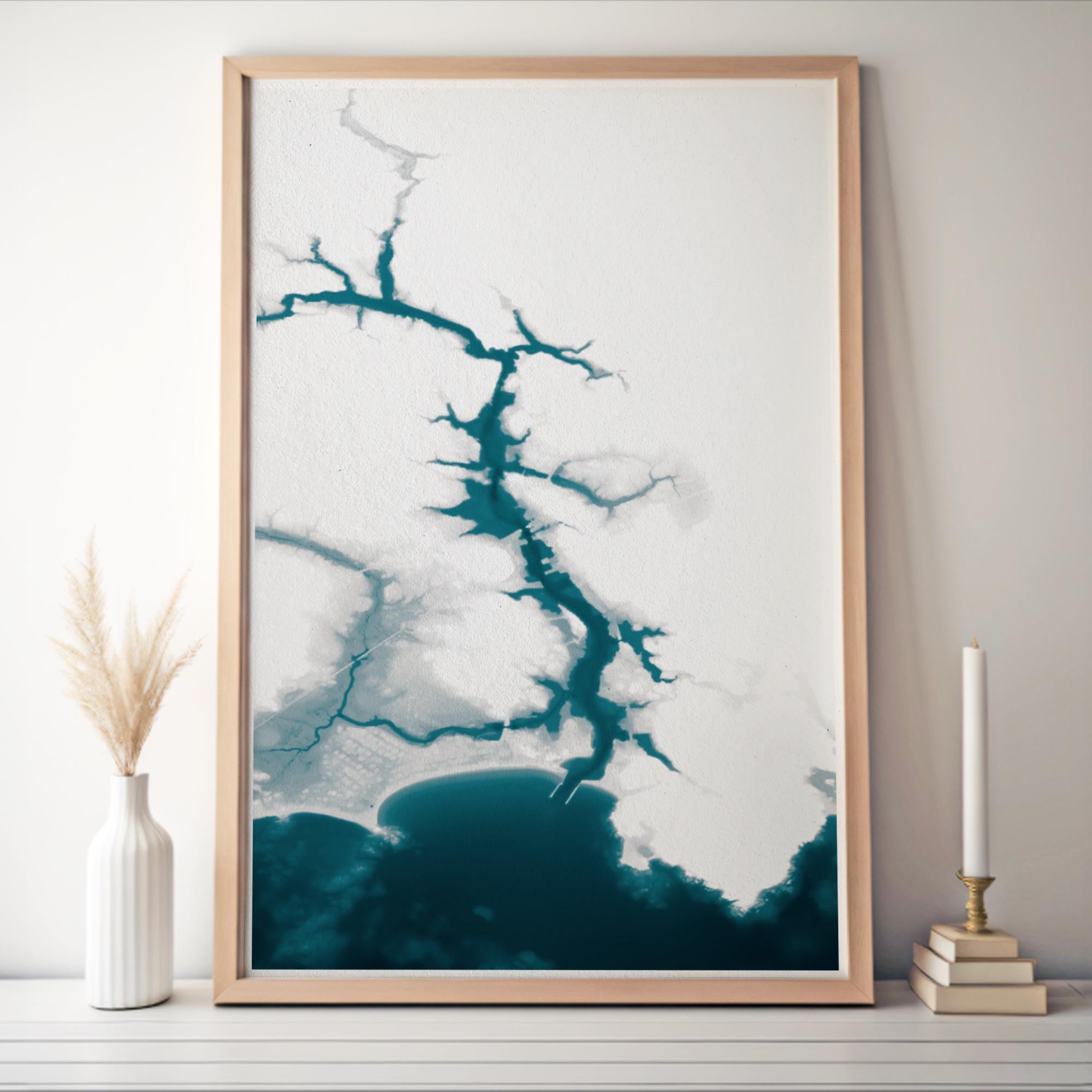 Kennebunkport Maine Bathymetric Map Art Print Coastal Wall Art Nautical Ocean Depth Housewarming Gift Beach House Decor Framed