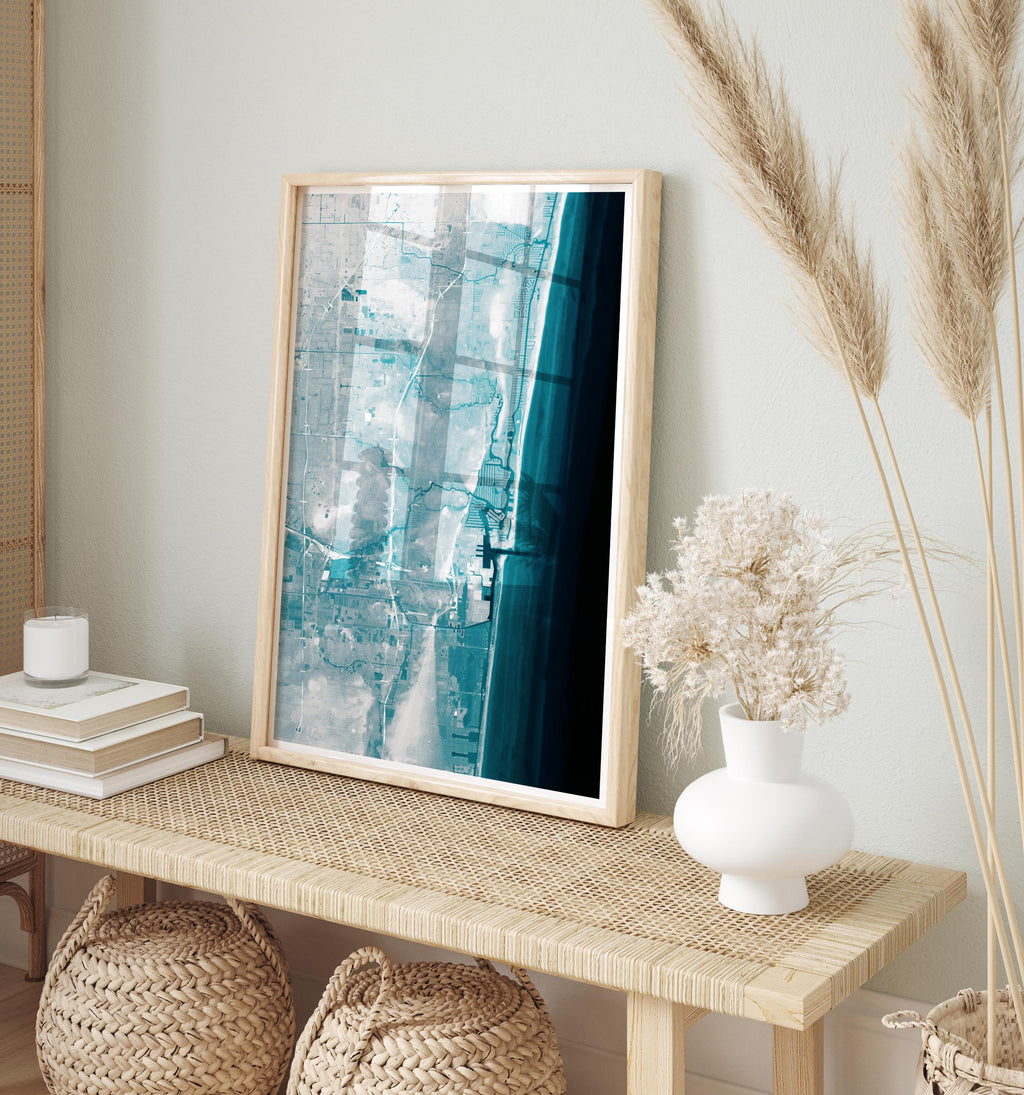 Fort Lauderdale Florida Bathymetric Map Art Print Nautical Seafloor Wall Decor Coastal Beach House Housewarming Anniversary Gift Ocean Depth